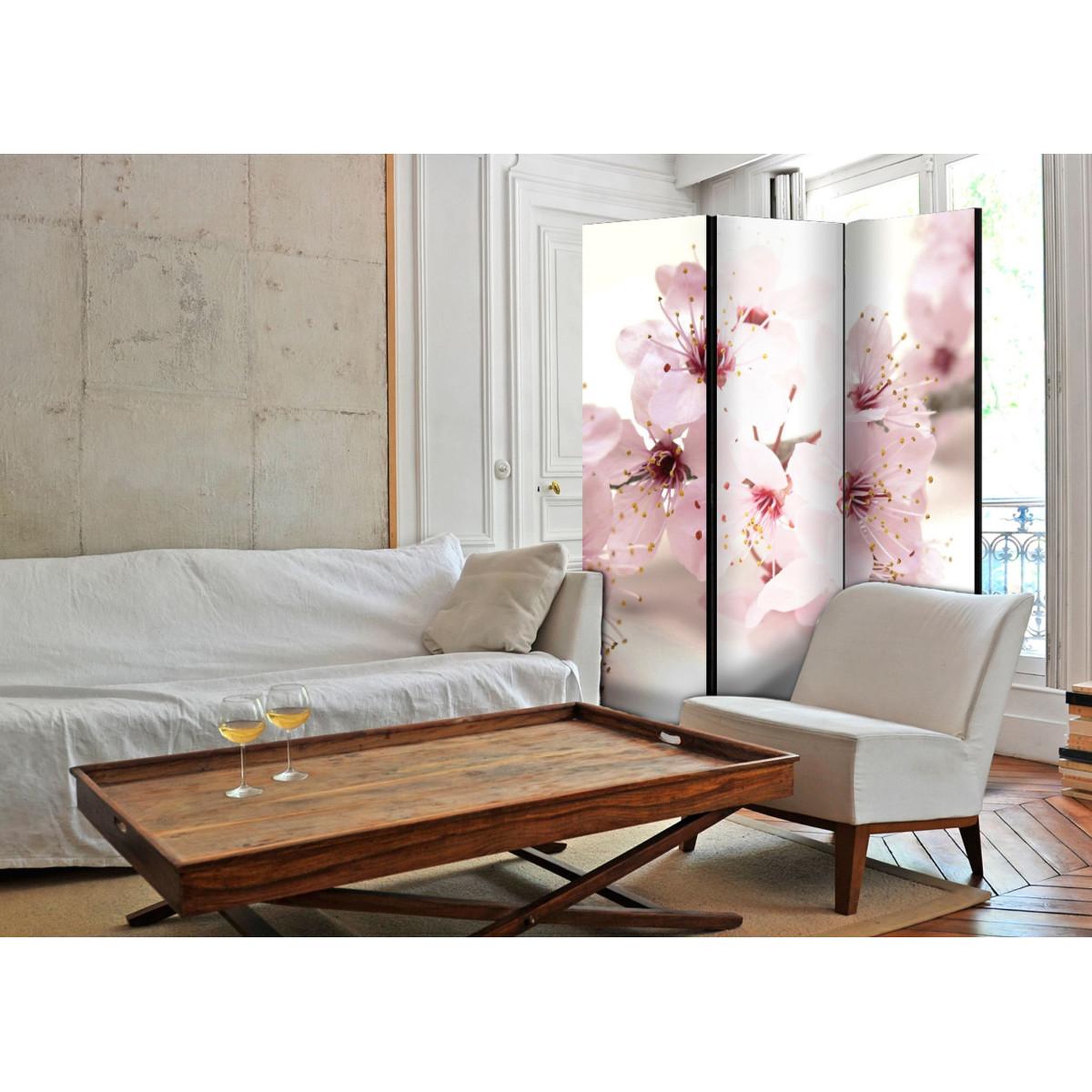 Voir la diapositive 2 : Paris Prix Paravent 3 volets  cherry blossom  135x172cm