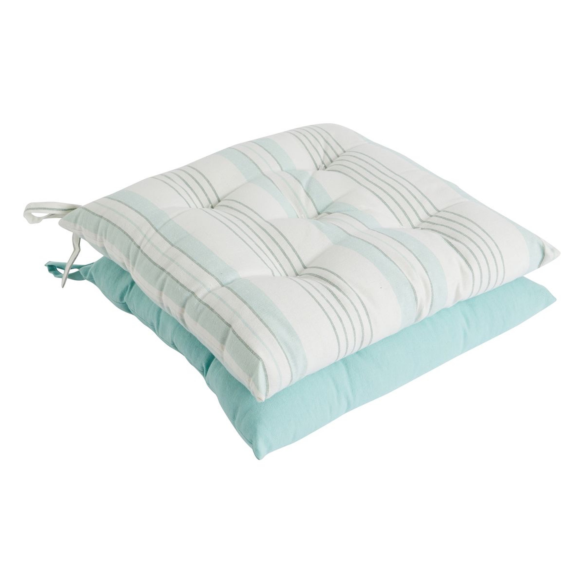 Voir la diapositive 2 : ACTUEL Galette de chaise matelassée fantaisie à nouettes en coton