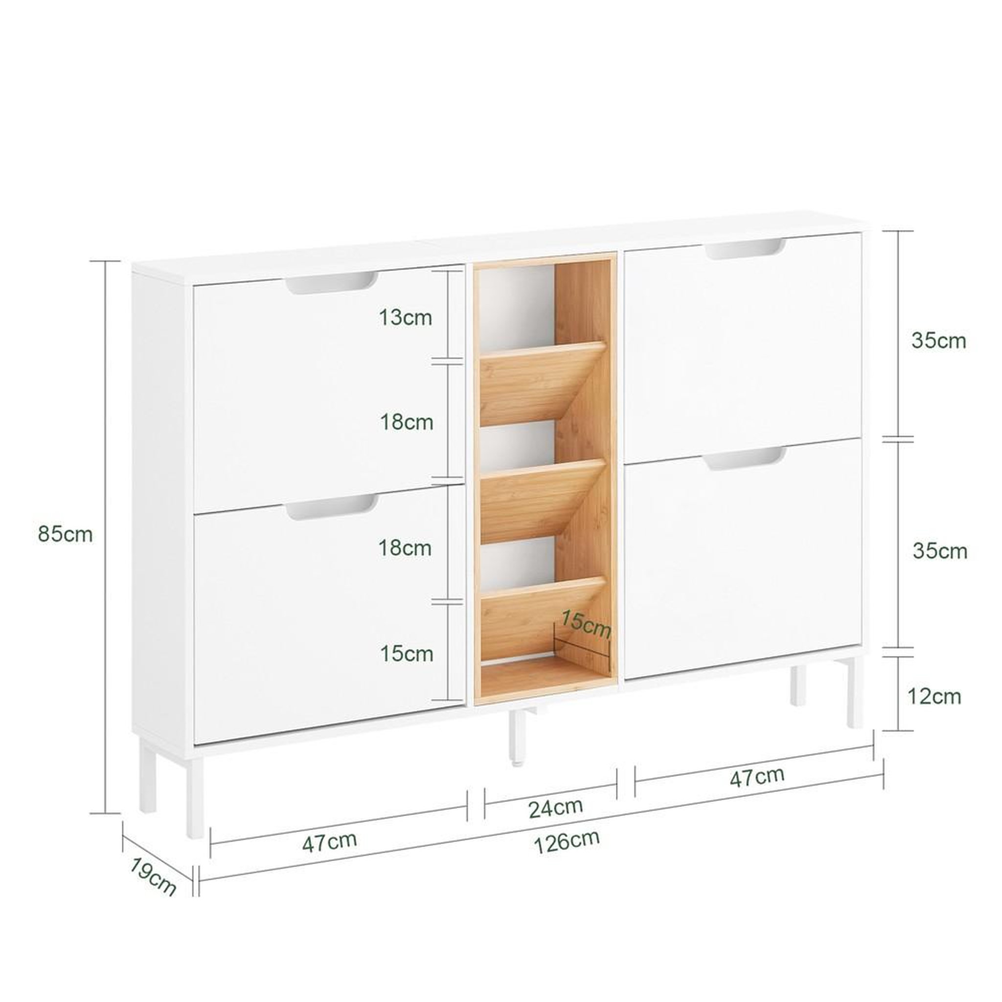 Voir la diapositive 3 : SOBUY SoBuy - Meuble À Chaussures à 4 tiroirs - Blanc - 126x47x85cm - Minimaliste - FSR183-NW