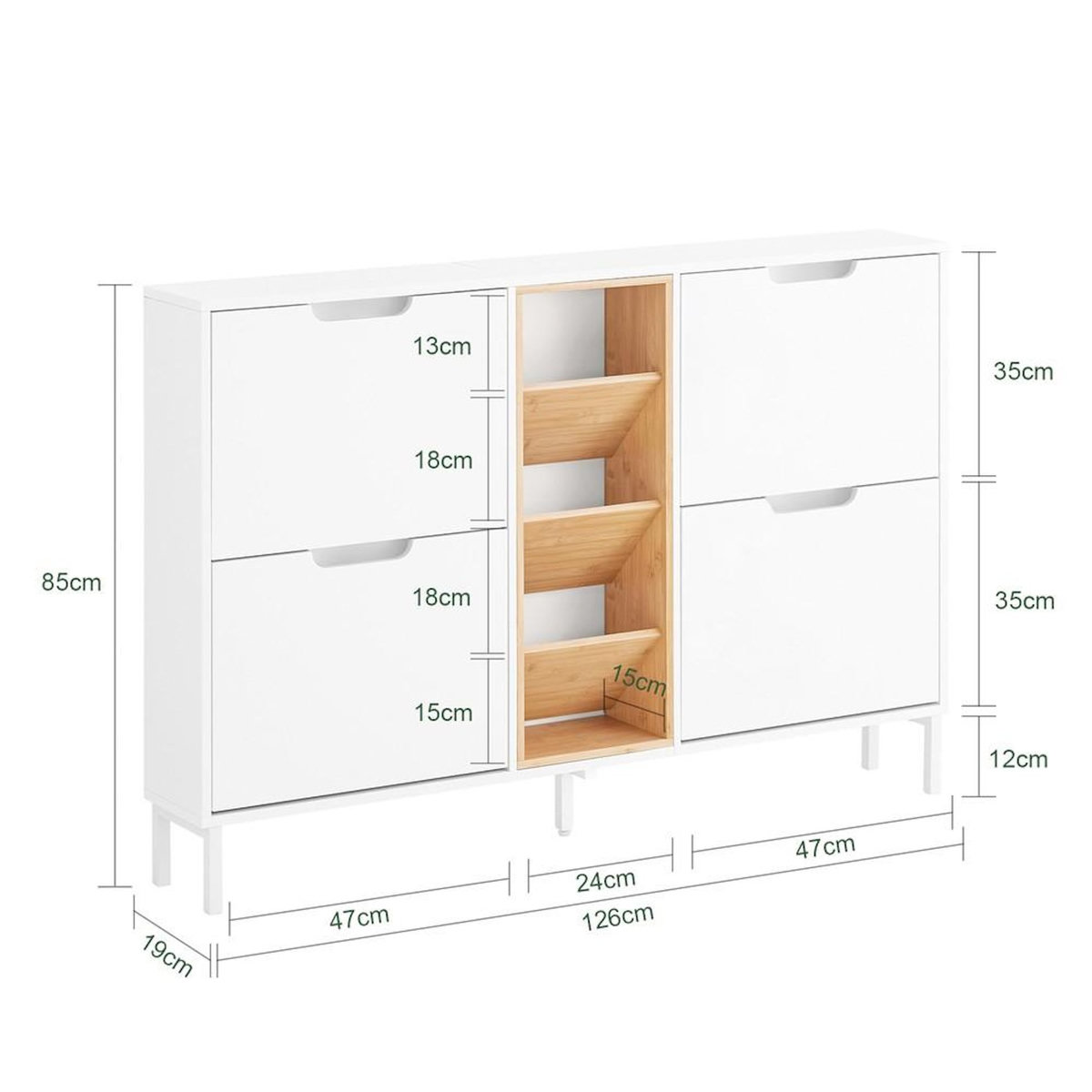 SOBUY SoBuy - Meuble À Chaussures à 4 tiroirs - Blanc - 126x47x85cm - Minimaliste - FSR183-NW