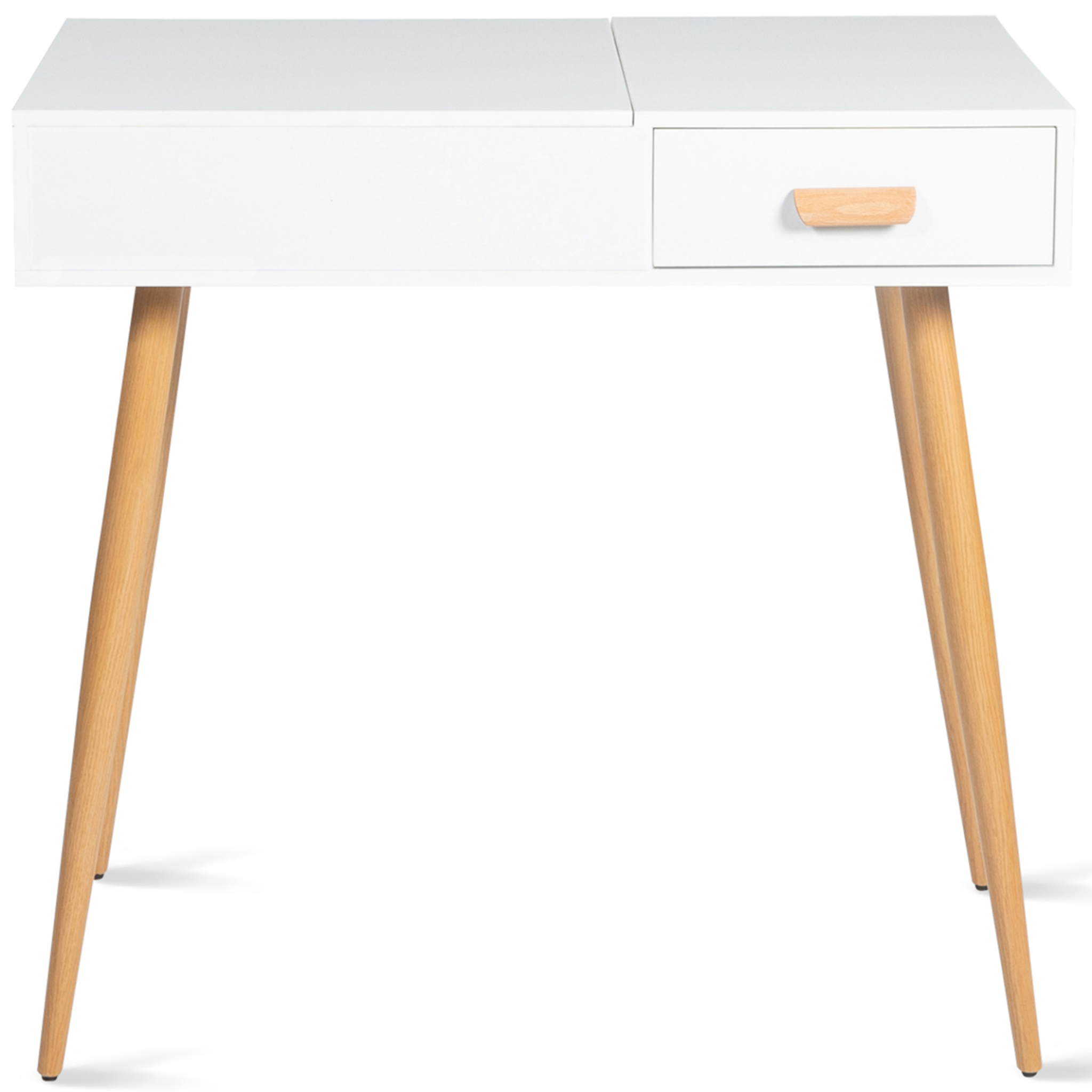 Voir la diapositive 4 : ID MARKET Coiffeuse scandinave lisa miroir rabattable blanche