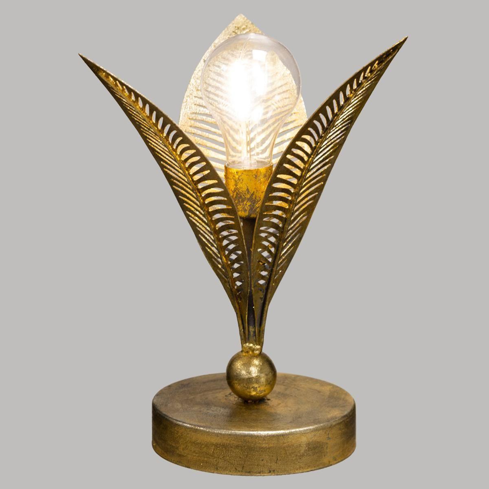 Voir la diapositive 2 : ATMOSPHERA Lampe à poser en métal  feuille  24cm or