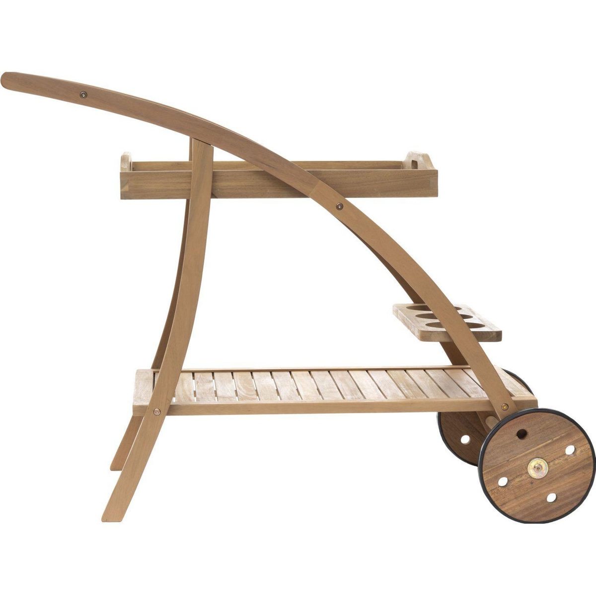 HESPERIDE Desserte de jardin en bois à roulettes Tiwi - L. 105 x H. 78 cm - Beige