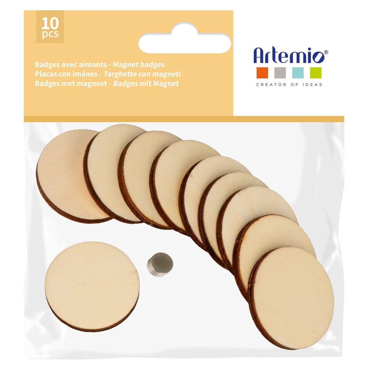 Artemio 10 magnets en bois à personnaliser