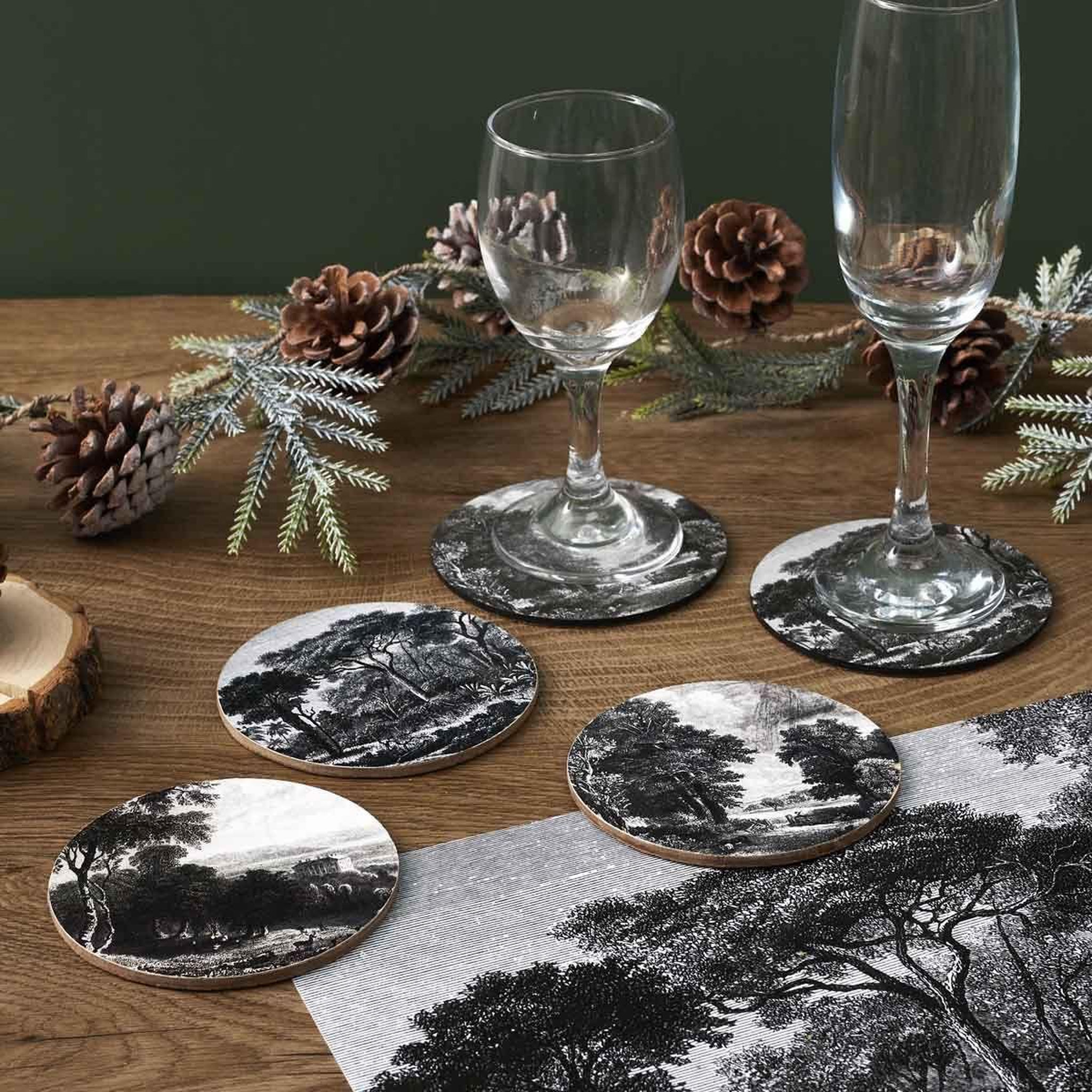 Voir la diapositive 3 : The Home Deco Factory Lot de 6 dessous de verre  black forest  11cm noir