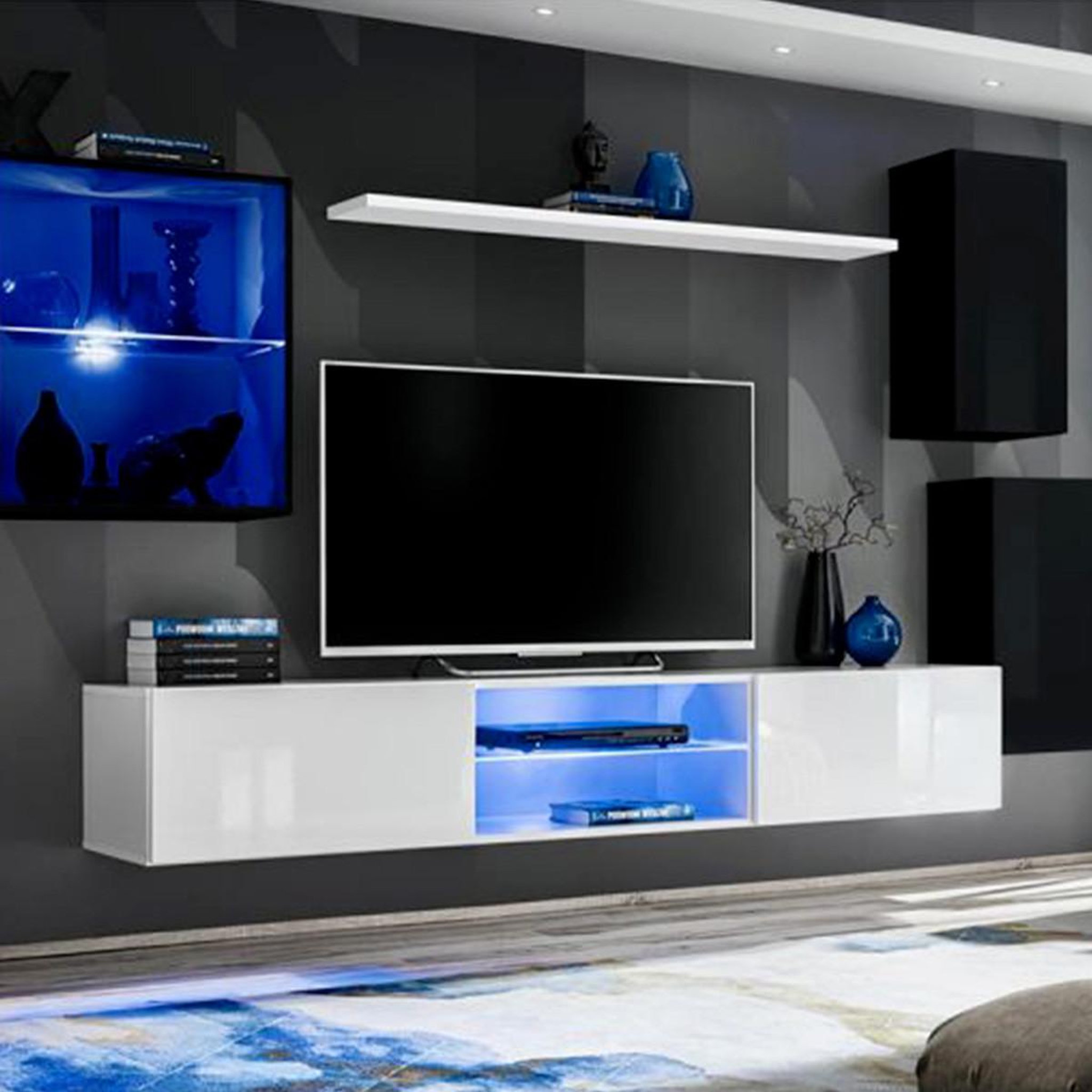 Paris Prix Ensemble meuble tv design  switch xxiii  250cm noir & blanc