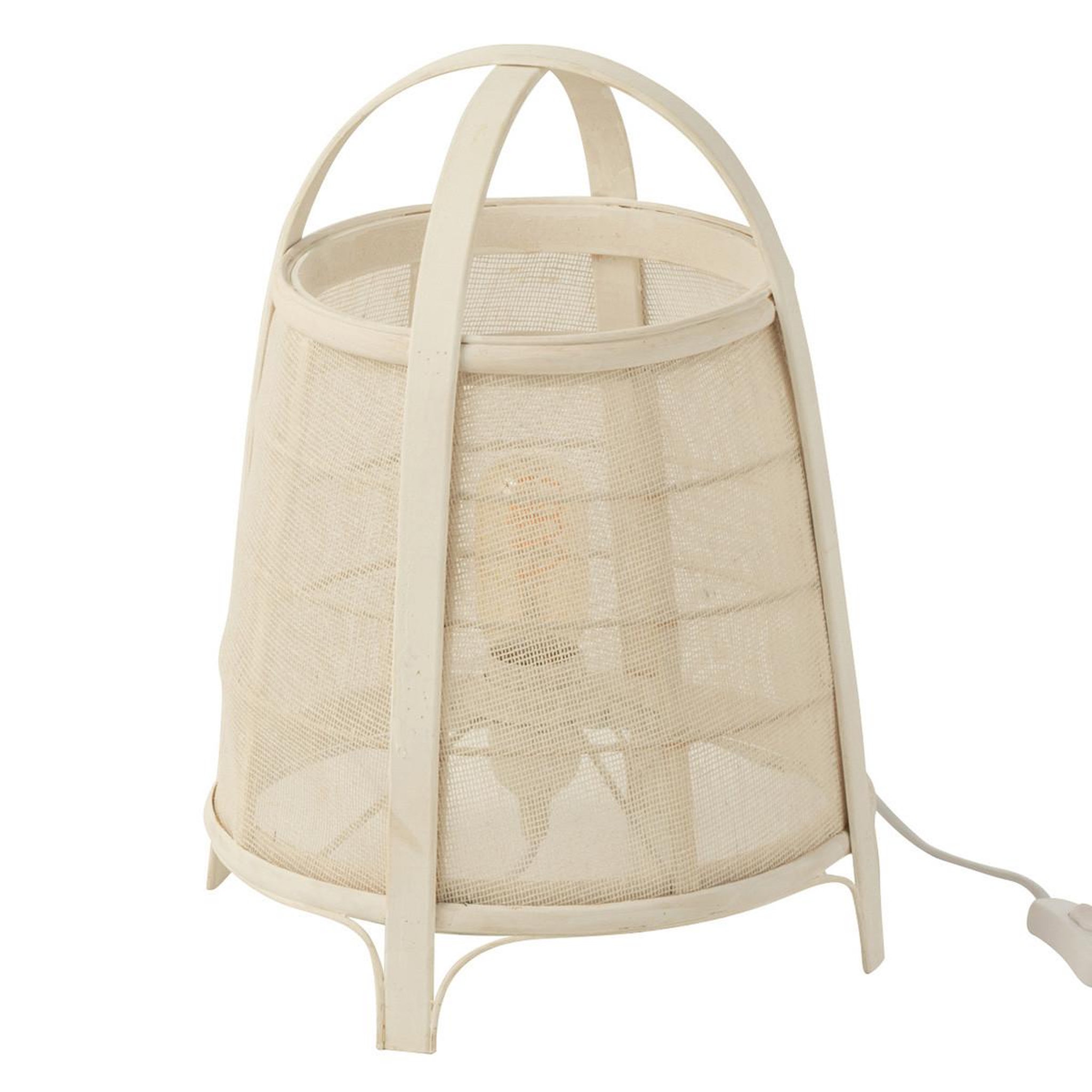 J-LINE Lampe à poser en bambou  rya  35cm blanc
