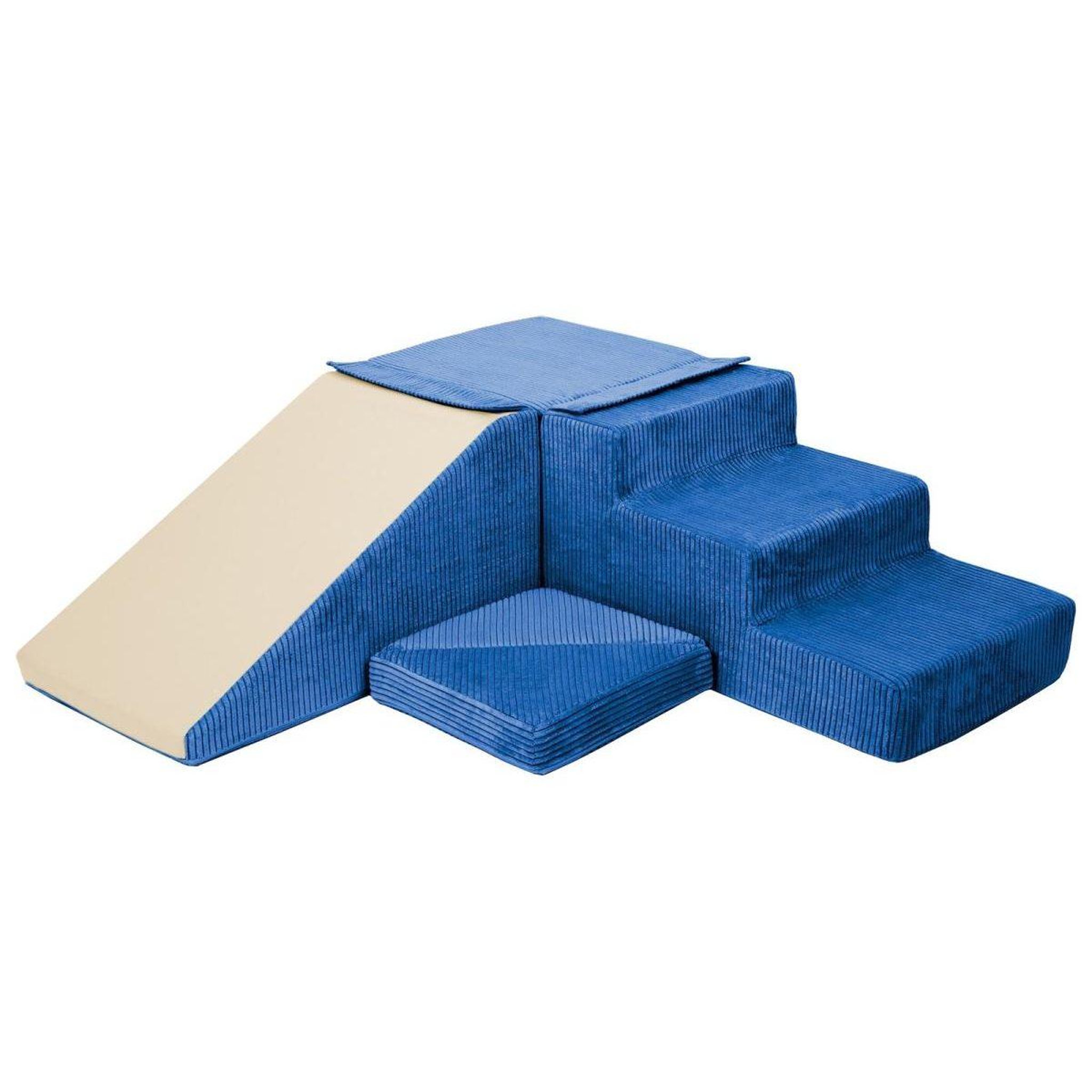 VELINDA Ensemble toboggan (4 grands blocs de mousse) — bleu marine (velours côtelé)