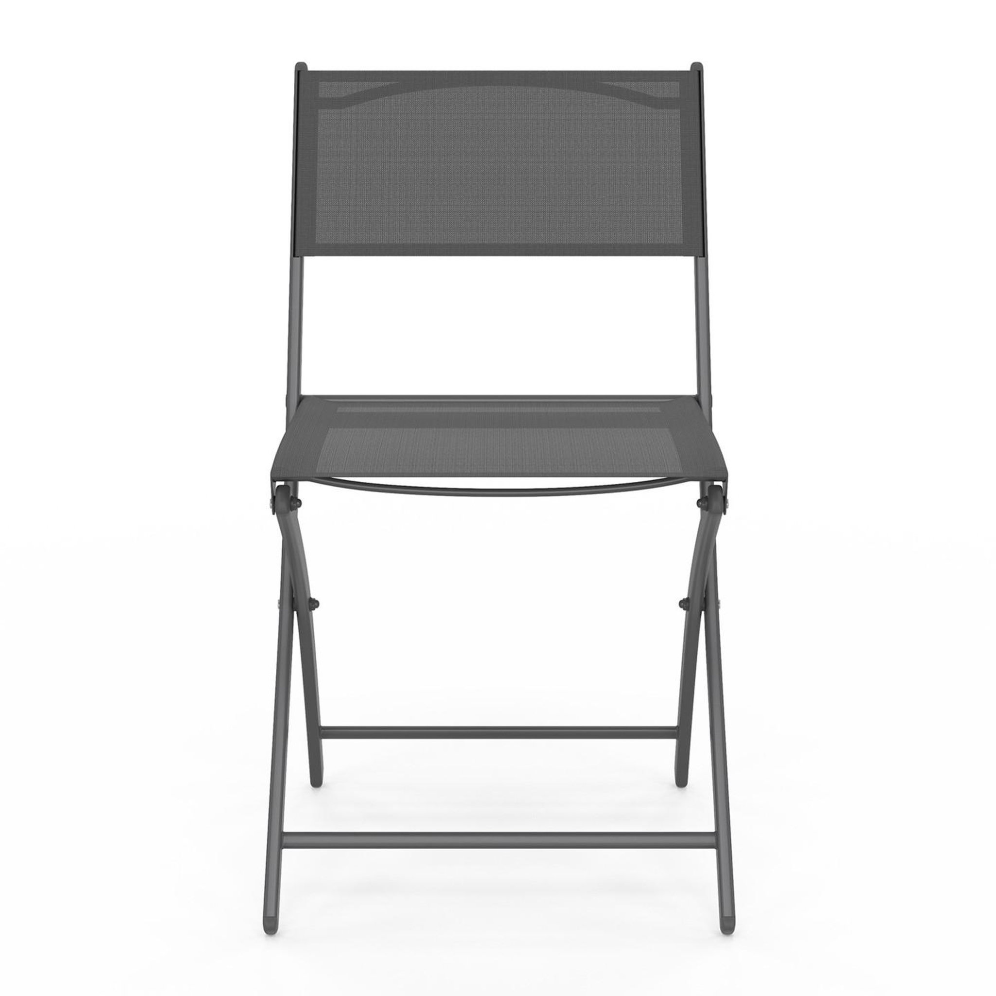 Voir la diapositive 4 : ID MARKET Lot de 6 chaises de jardin pliantes bastia métal et textilène gris anthracite
