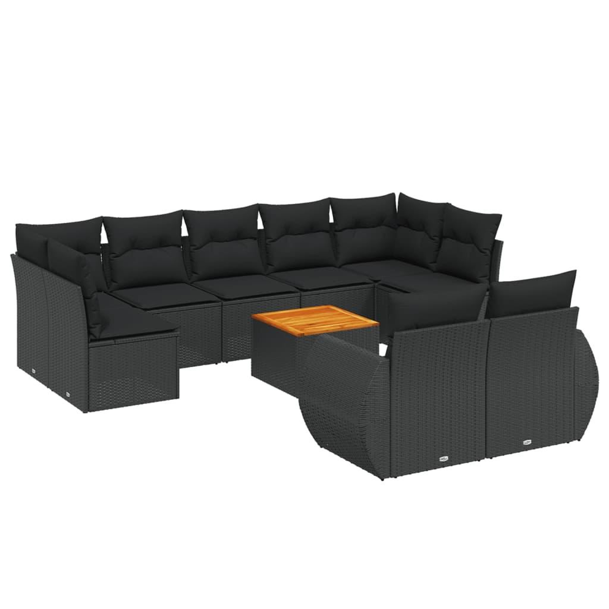 Voir la diapositive 2 : VIDAXL Salon de jardin 10 pcs avec coussins noir resine tressee