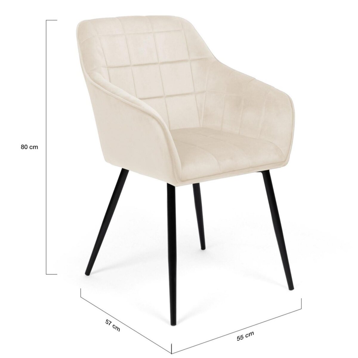 ID MARKET Lot de 2 chaises de salle à manger, fauteuils de table MADY en velours beige