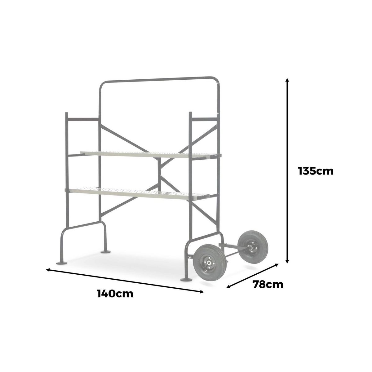 SWEEEK Echafaudage roulant et pliant sur deux niveaux - mobile. 2 roues. L140x l78 x H135cm ouvert. poids supporté 150 kgs