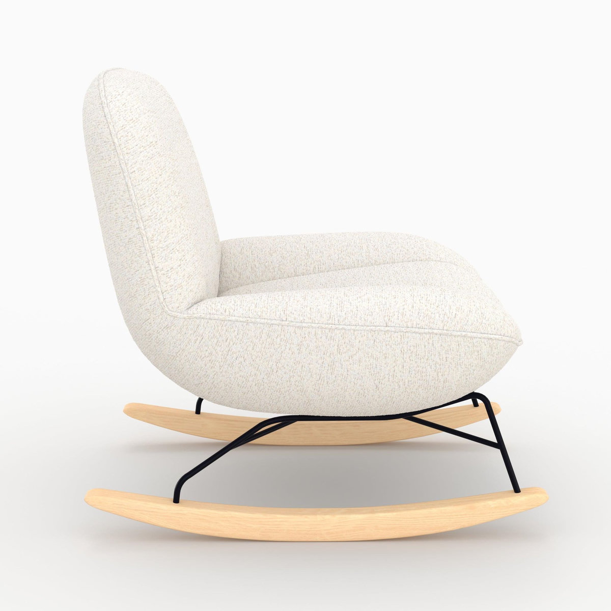 Rendez vous déco Rocking chair en tissu bouclette blanc cassé-Alvin