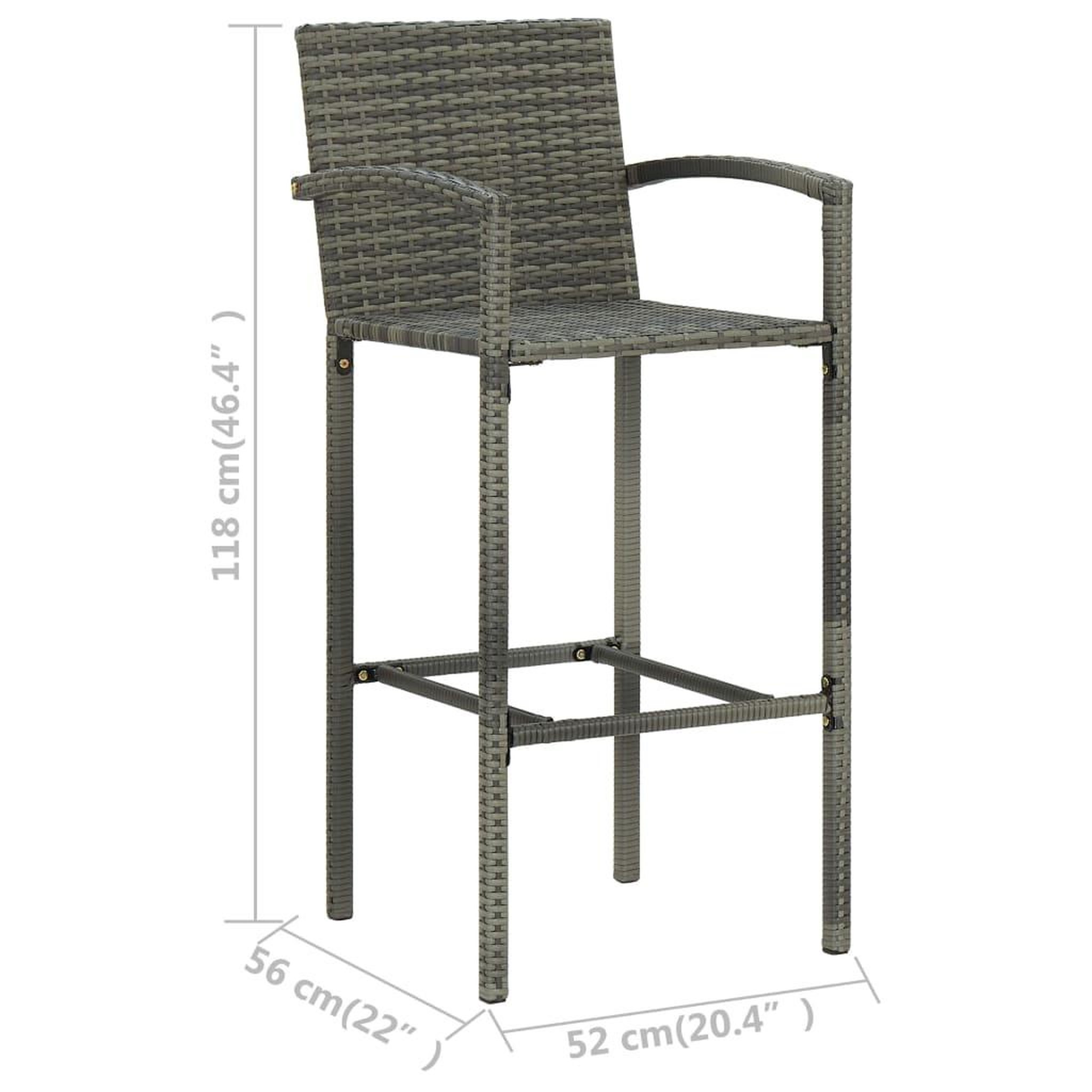 Voir la diapositive 6 : VIDAXL Ensemble de bar d'exterieur 5 pcs accoudoir resine tressee gris