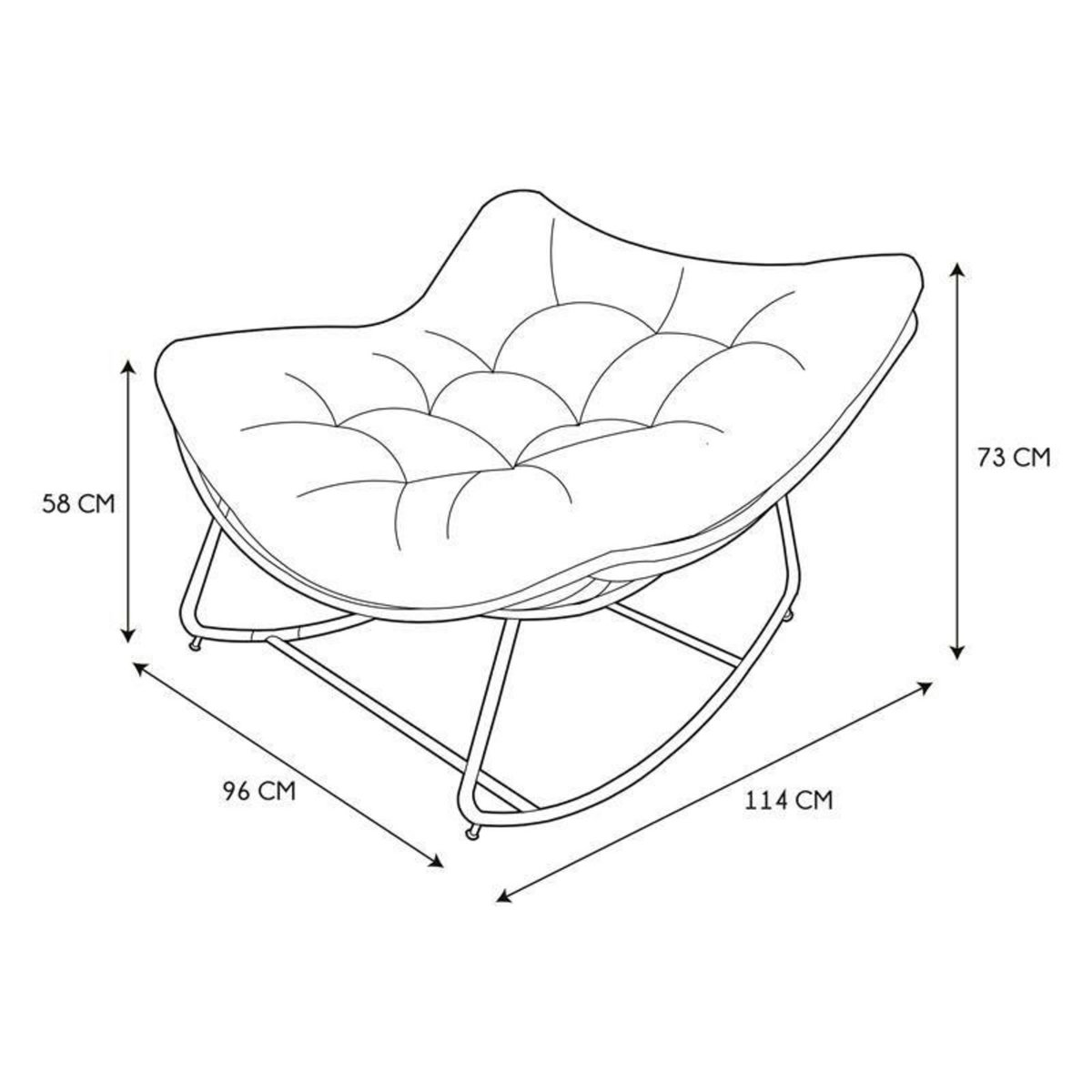 Paris Prix Fauteuil à Bascule & Coussin  Tulum  114cm Beige