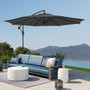 Voir la diapositive 2 : OUTSUNNY Parasol déporté octogonal inclinable rabattable diamètre 2,97 m parasol de jardin avec pied en croix anthracite