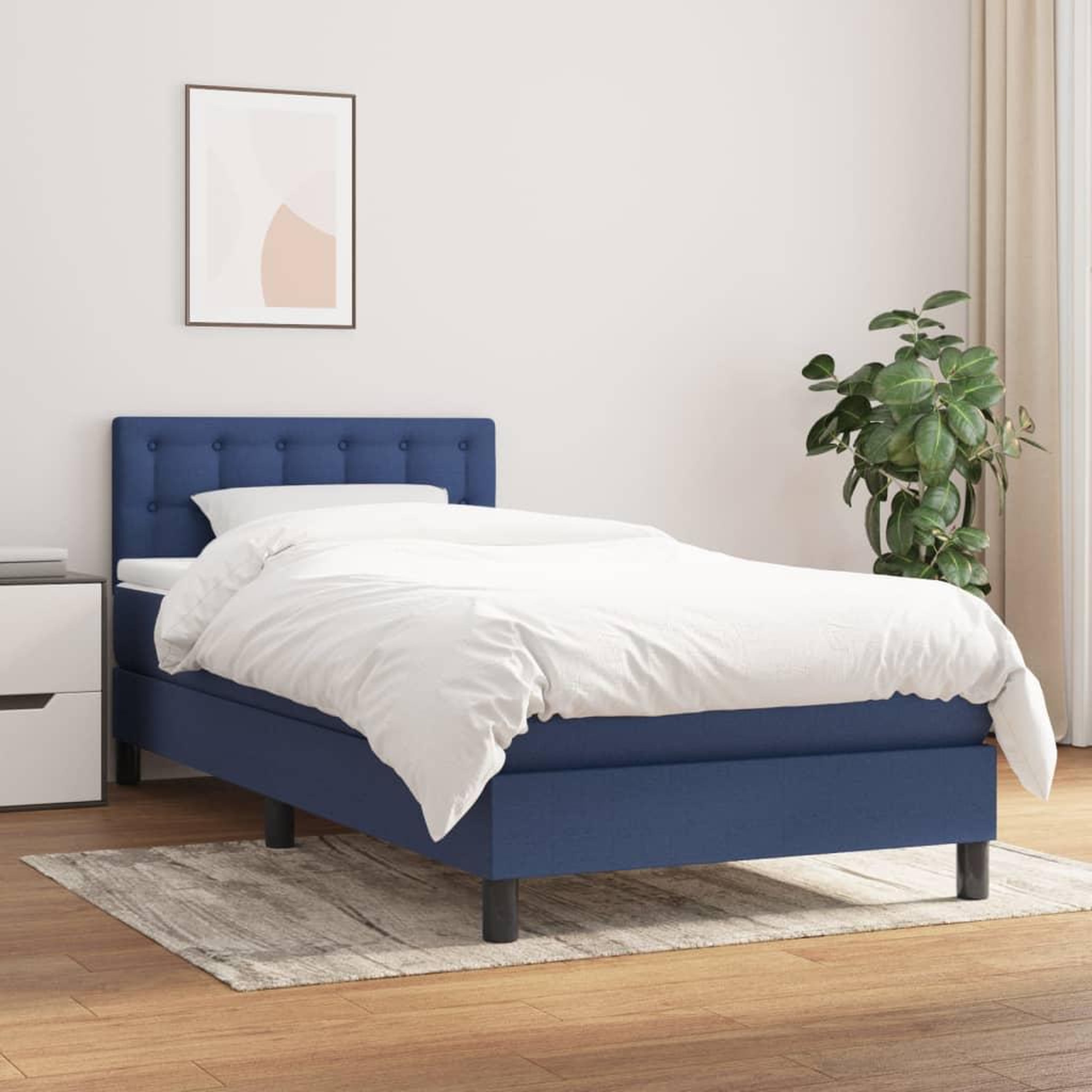 Voir la diapositive 1 : VIDAXL Sommier a lattes de lit avec matelas Bleu 80x200 cm Tissu