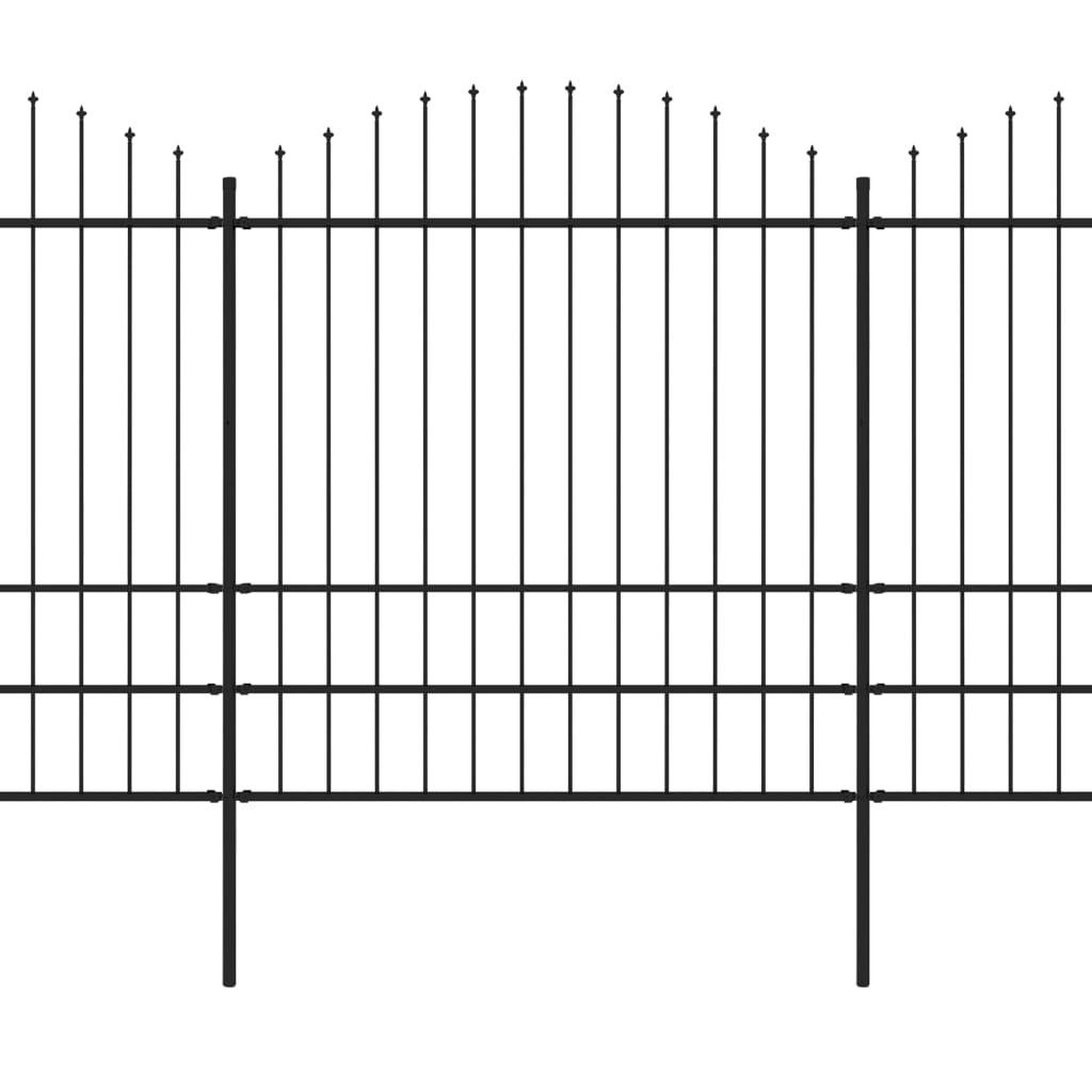 Voir la diapositive 2 : VIDAXL Cloture de jardin a dessus en lance Acier (1,75-2)x11,9 m Noir