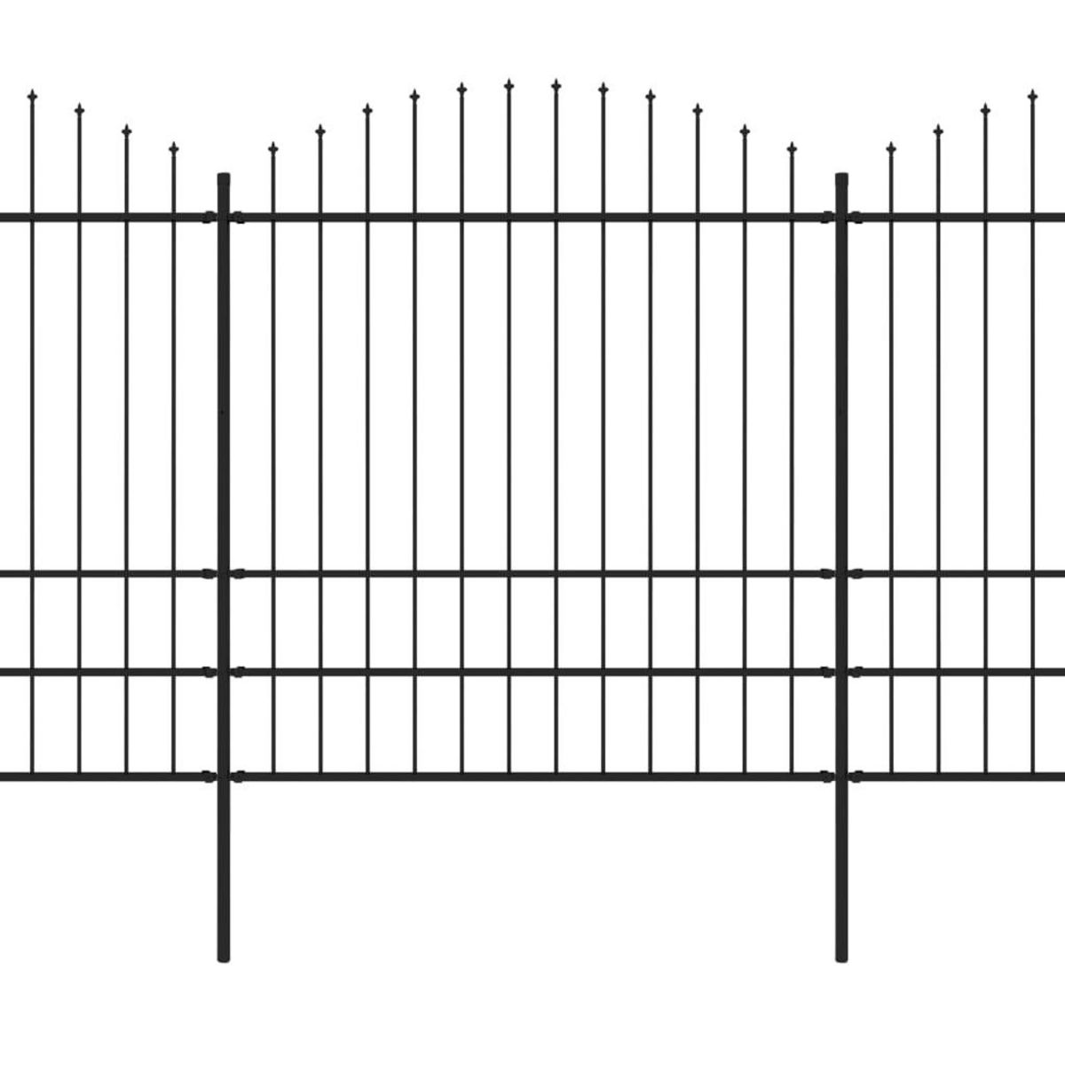 VIDAXL Cloture de jardin a dessus en lance Acier (1,75-2)x11,9 m Noir