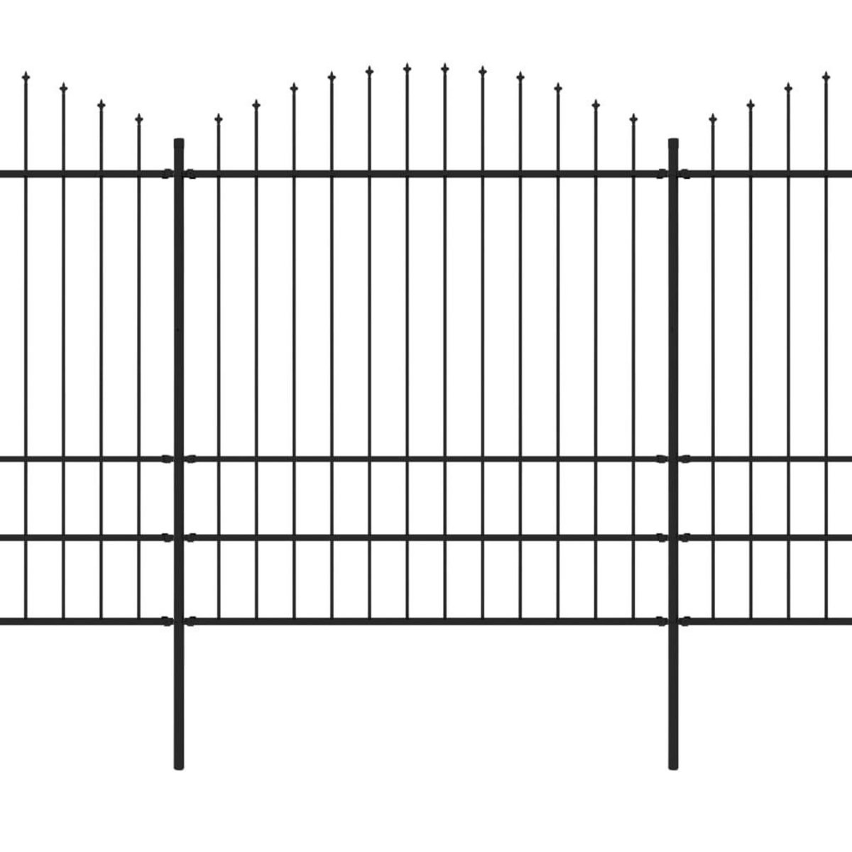 VIDAXL Cloture de jardin a dessus en lance Acier (1,75-2)x11,9 m Noir