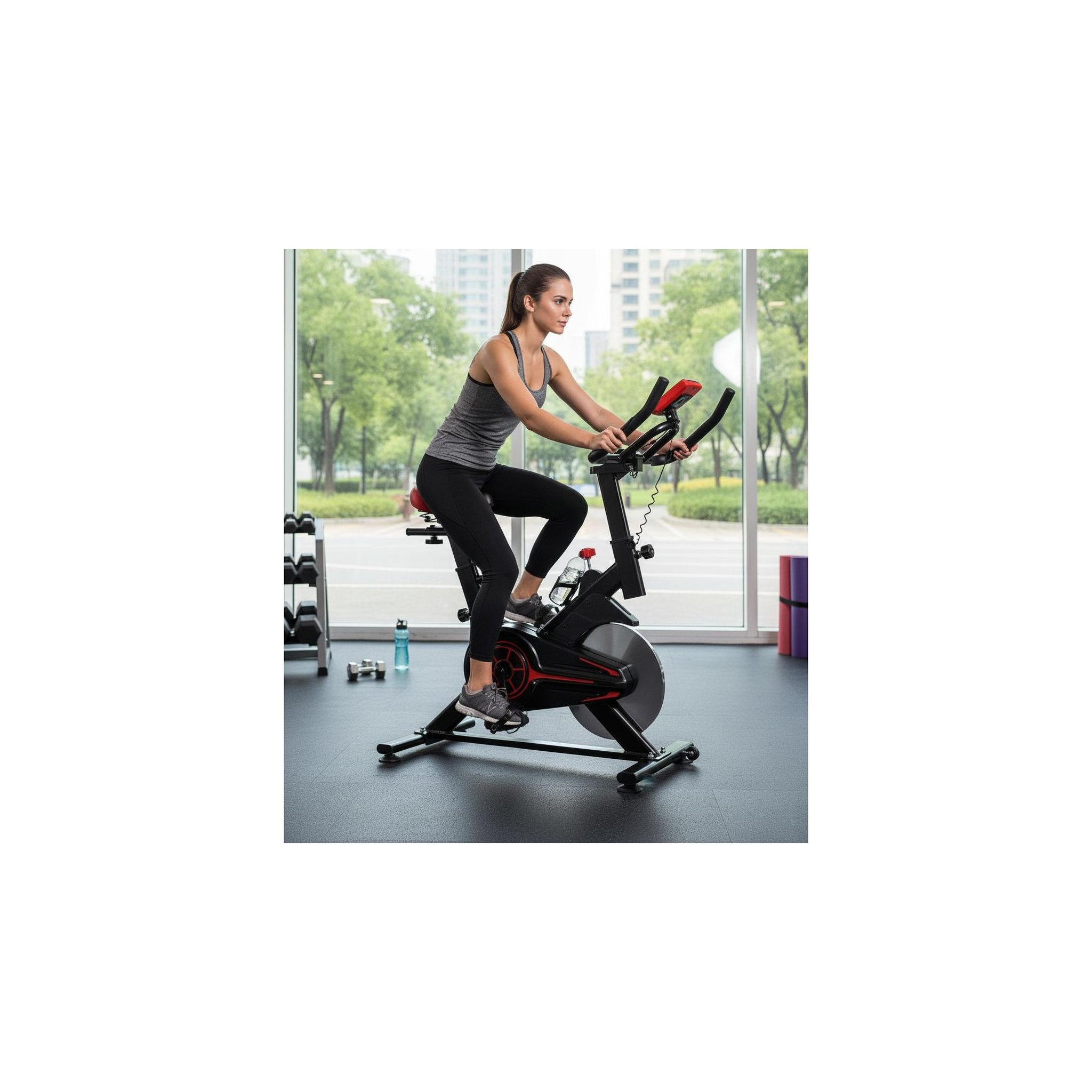 Voir la diapositive 5 : O'Fitness Vélo d'appartement spinning - O'Fitness - Compteur 5 fonctions - Roue d'intertie : 6 Kg