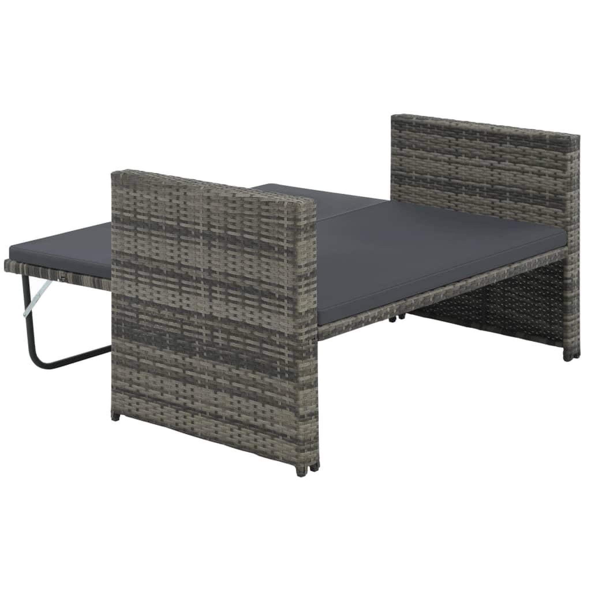 Voir la diapositive 5 : VIDAXL Salon de jardin 2 pcs avec coussins Resine tressee Gris