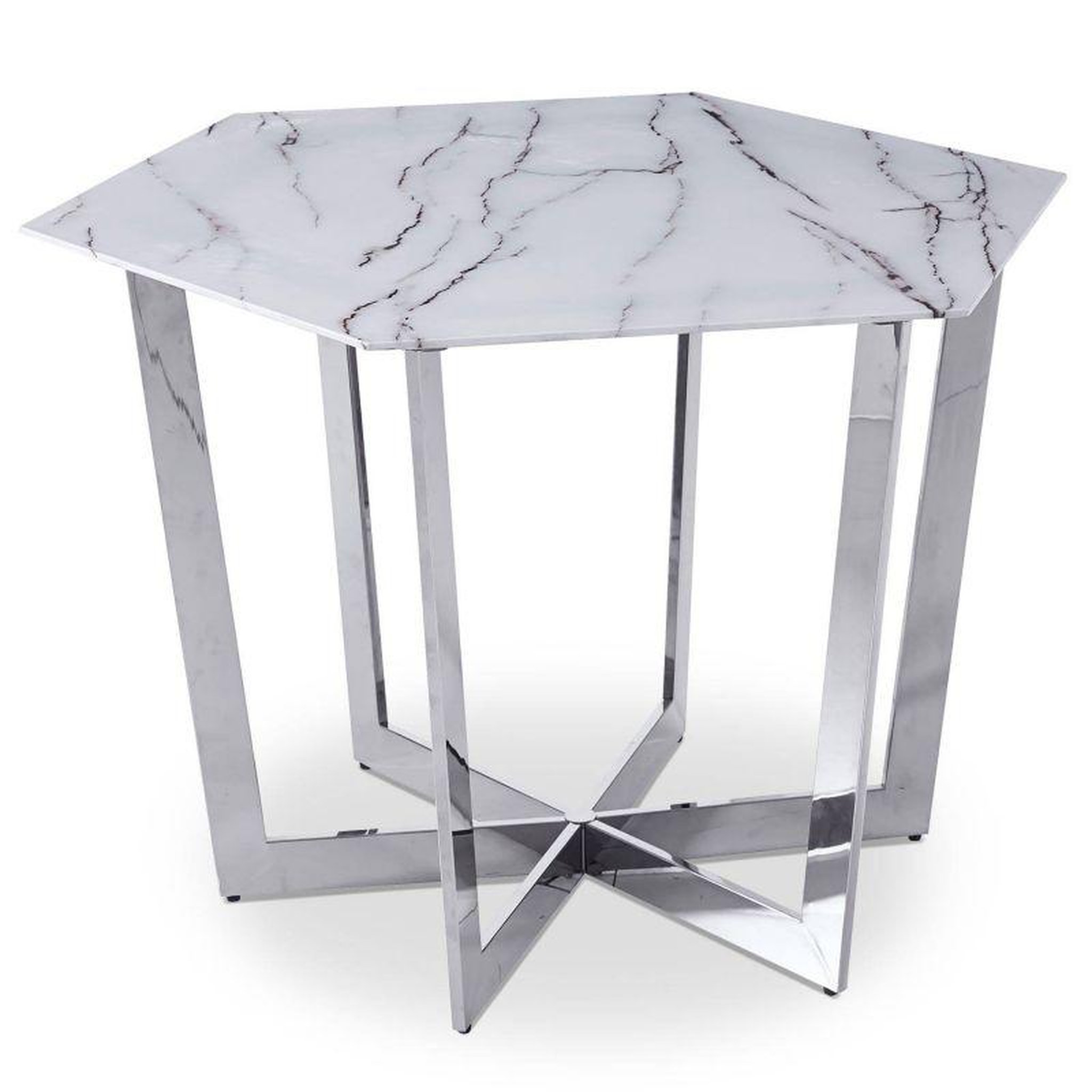 Voir la diapositive 1 : Paris Prix Table de Repas Design  Dizazi  120cm Blanc & Argent