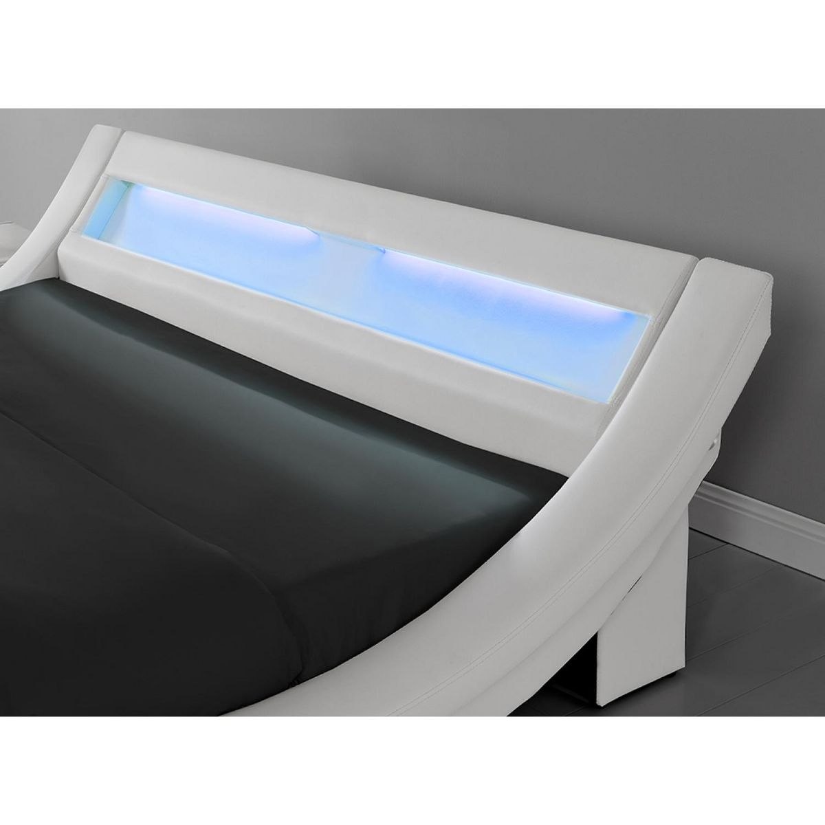 CONCEPT USINE Cadre de lit avec LED 140 x 190 cm en PU blanc PADDINGTON