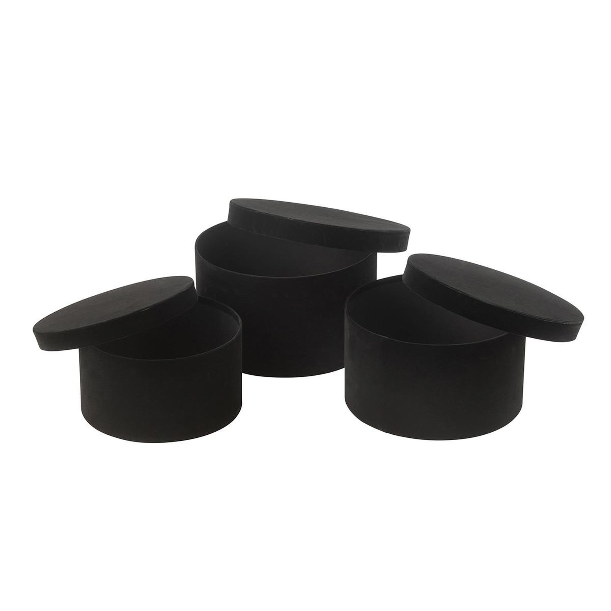 Voir la diapositive 3 : J-LINE Lot de 3 boîtes de rangement rondes plates  vaughn  32cm noir