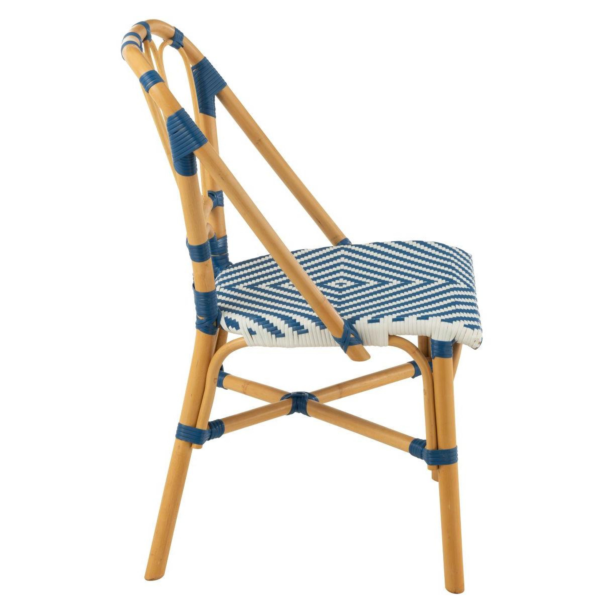 Voir la diapositive 3 : J-LINE Chaise en rotin  danial  85cm bleu