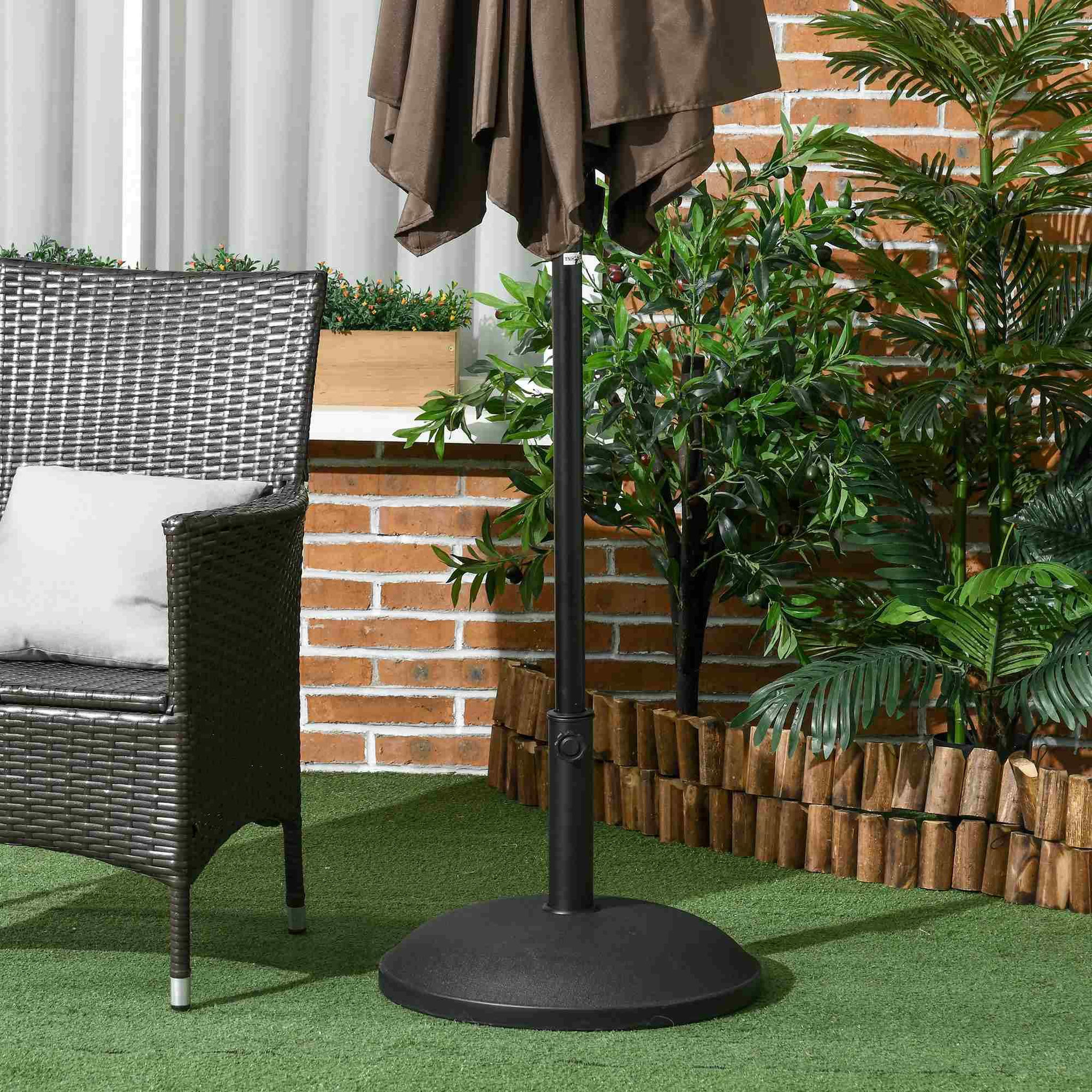 Voir la diapositive 2 : OUTSUNNY Pied de parasol rond dia. 49cm poids net 25Kg ciment PP noir