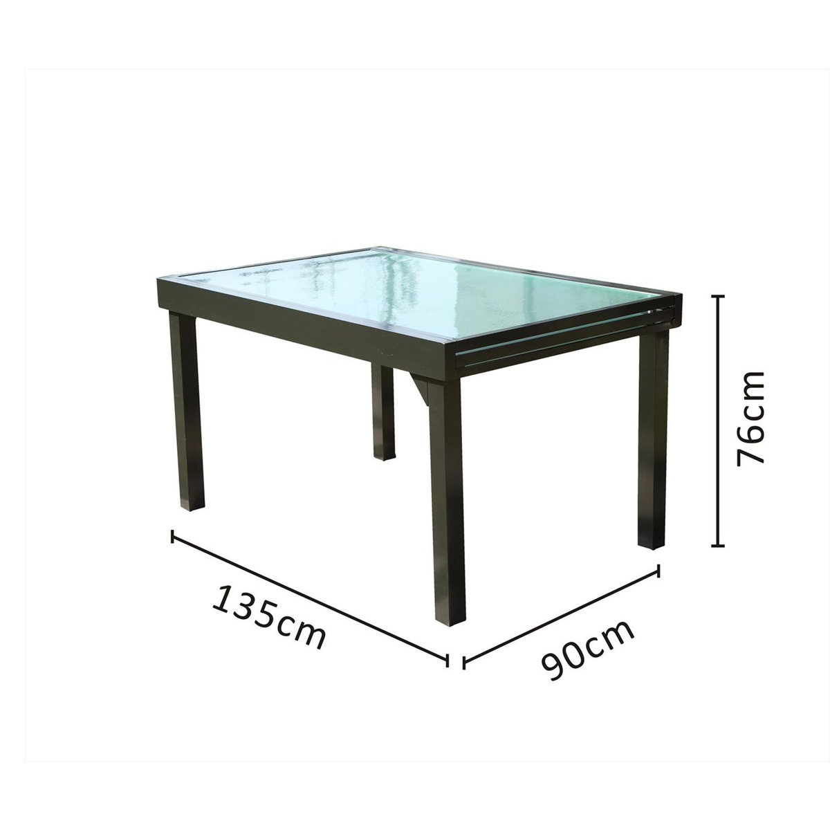 CONCEPT USINE Table de jardin extensible en aluminium grise BRESCIA