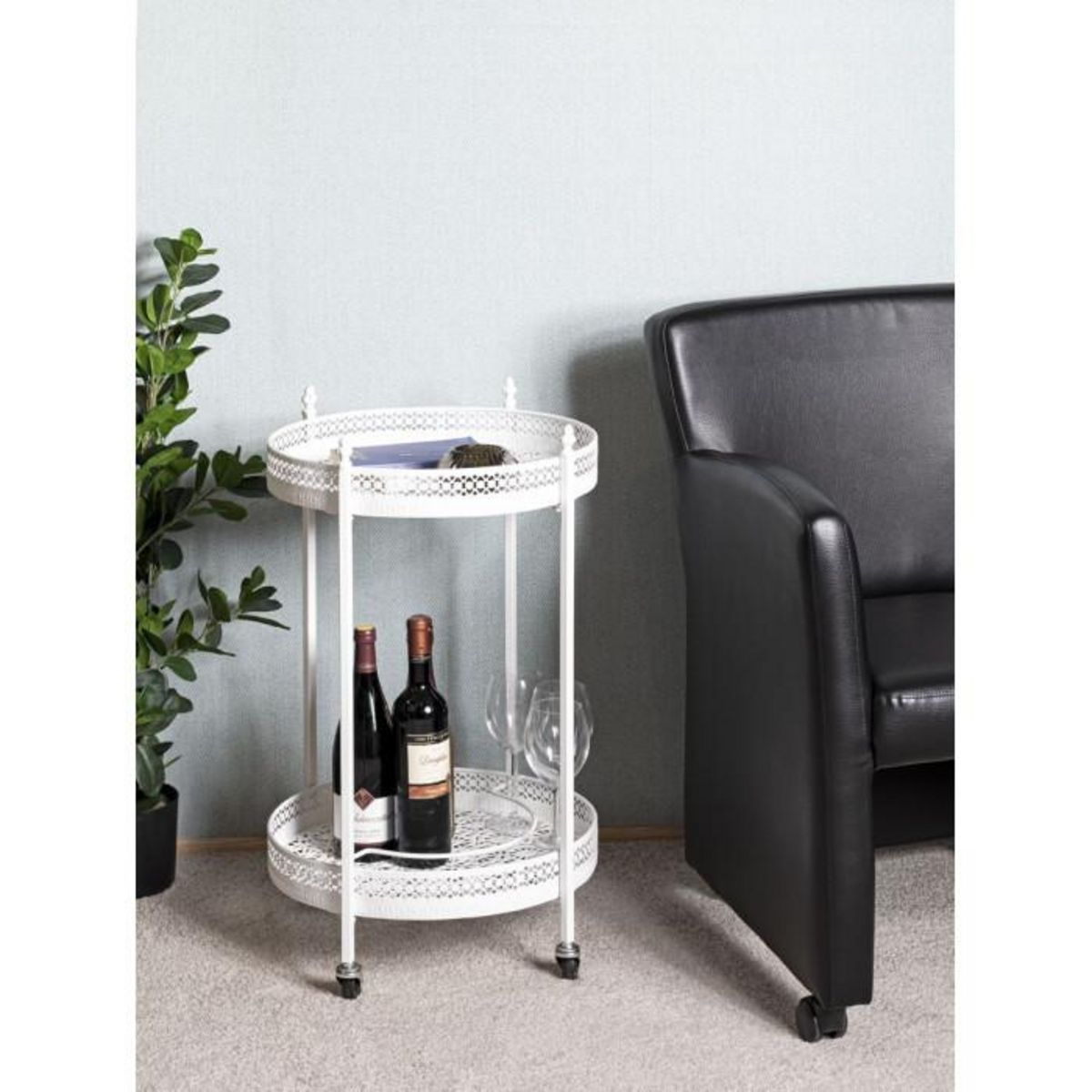 Paris Prix Desserte de Cuisine Ronde  Ulika  74cm Blanc