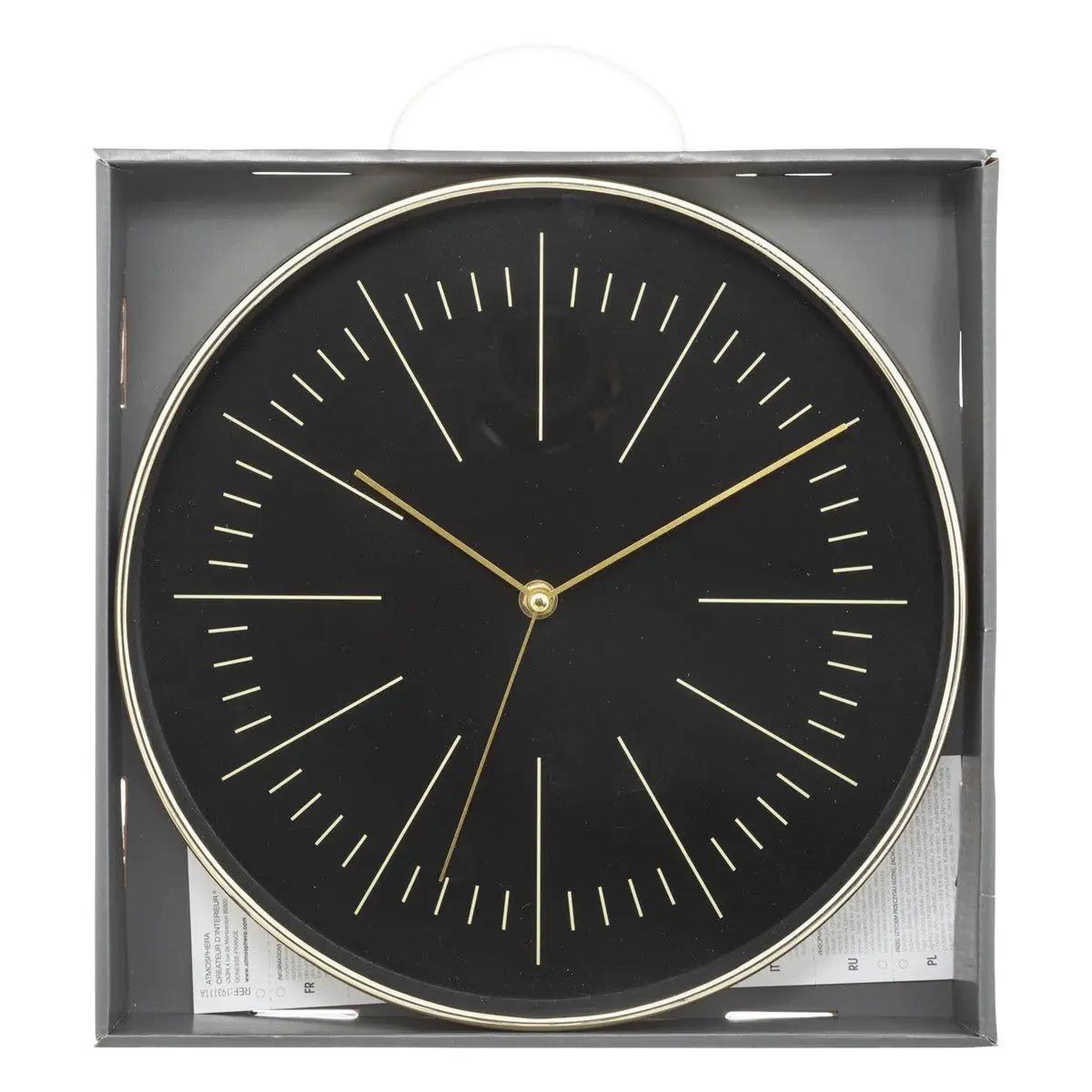 Voir la diapositive 3 : ATMOSPHERA Horloge Murale Design  Edith  30cm Noir & Or