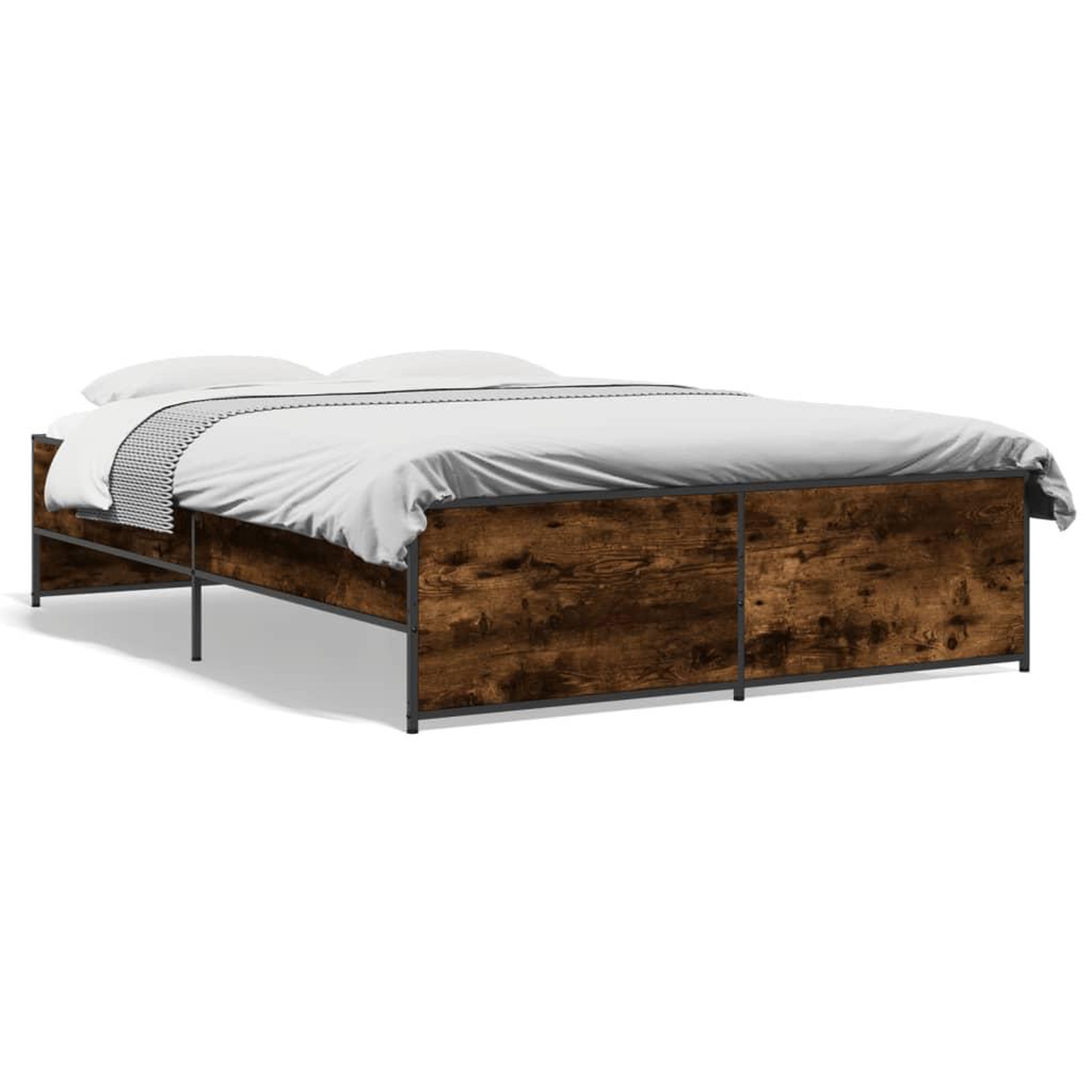 Voir la diapositive 2 : VIDAXL Cadre de lit sans matelas chene fume 135x190 cm
