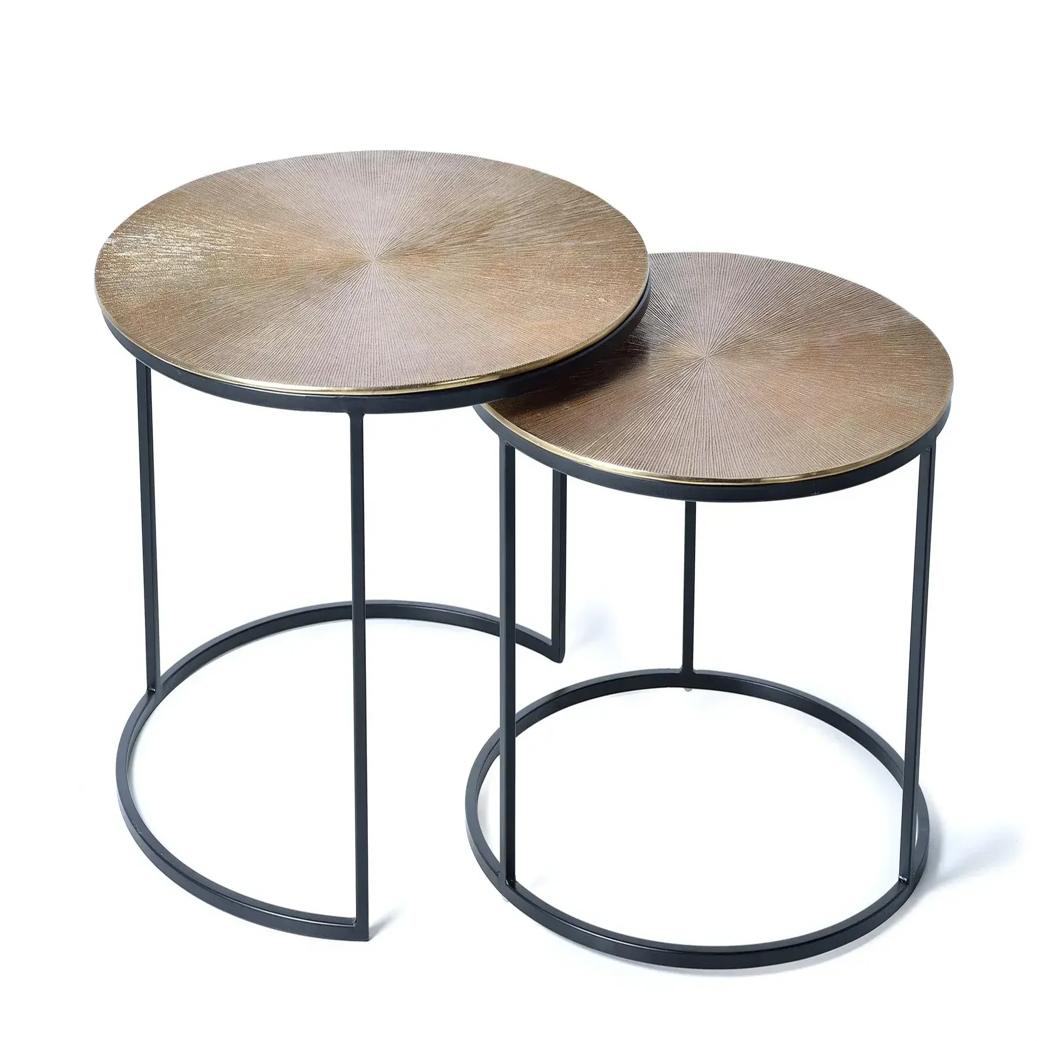 GINER Y COLOMER SL Lot de 2 tables basses de bronze grande table : 70 cm, petite table : 60 cm style industriel