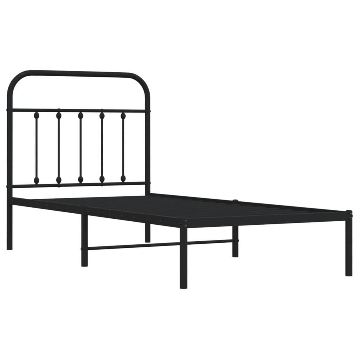 VIDAXL Cadre de lit metal sans matelas avec tete de lit noir 90x190 cm