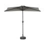 Voir la diapositive 3 : SWEEEK Parasol de balcon Ø250cm  – CALVI – Demi-parasol droit, mât central en aluminium avec manivelle d'ouverture