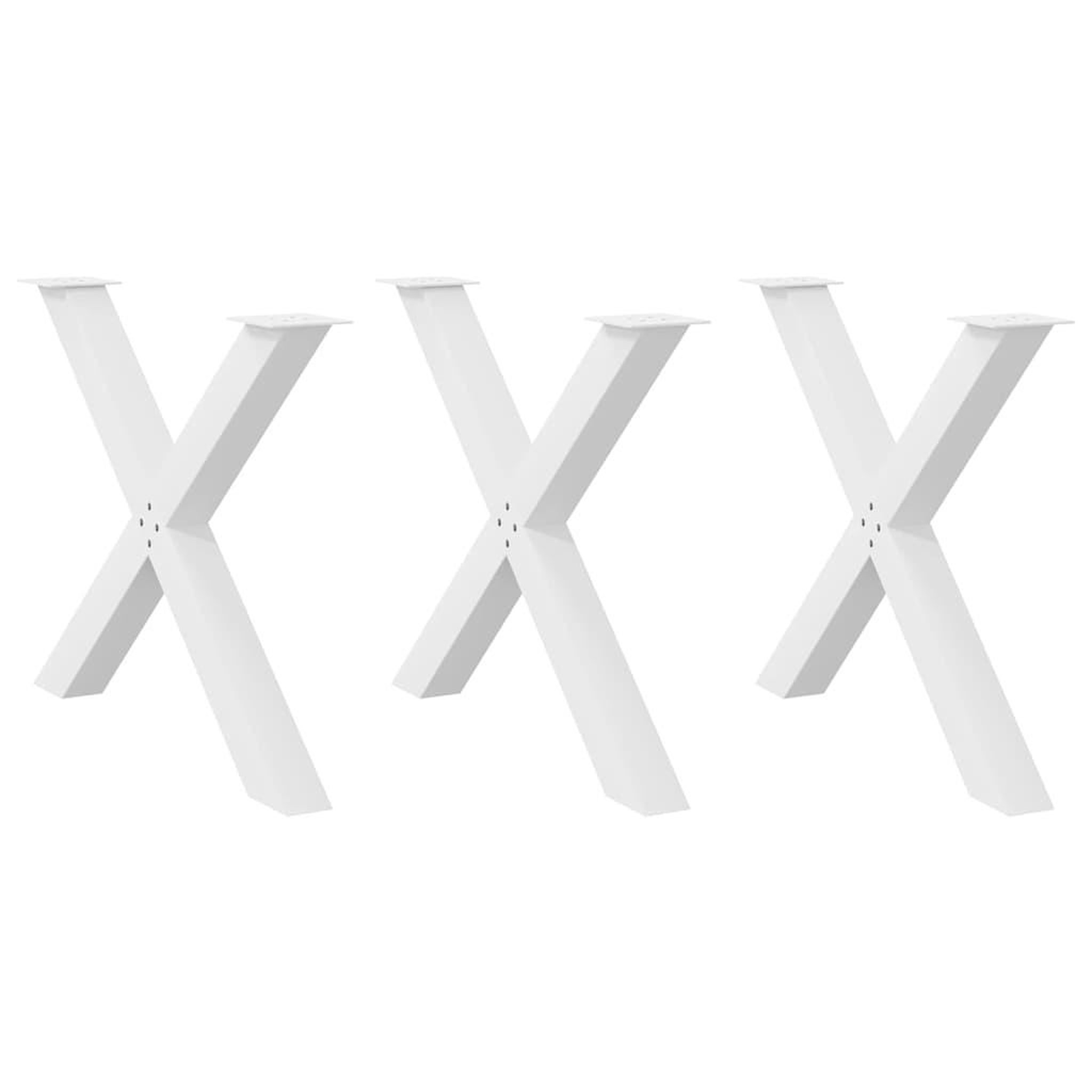 VIDAXL Pieds de table a manger forme de X 3 pcs blanc 90x(72-73) cm