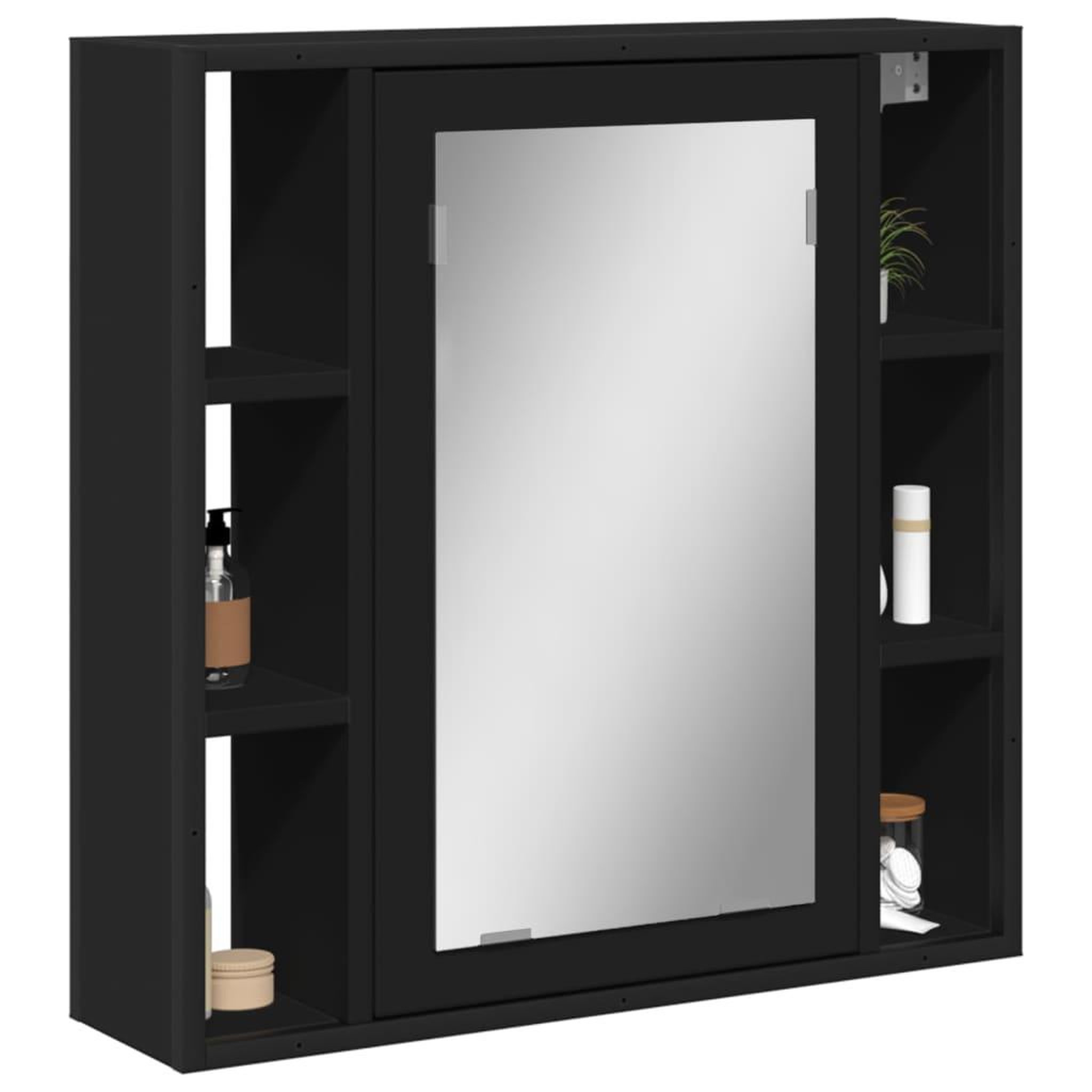 Voir la diapositive 1 : VIDAXL Armoire de salle de bain a miroir noir bois d'ingenierie