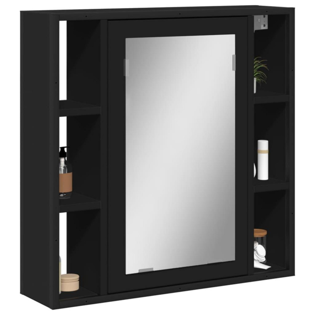 VIDAXL Armoire de salle de bain a miroir noir bois d'ingenierie