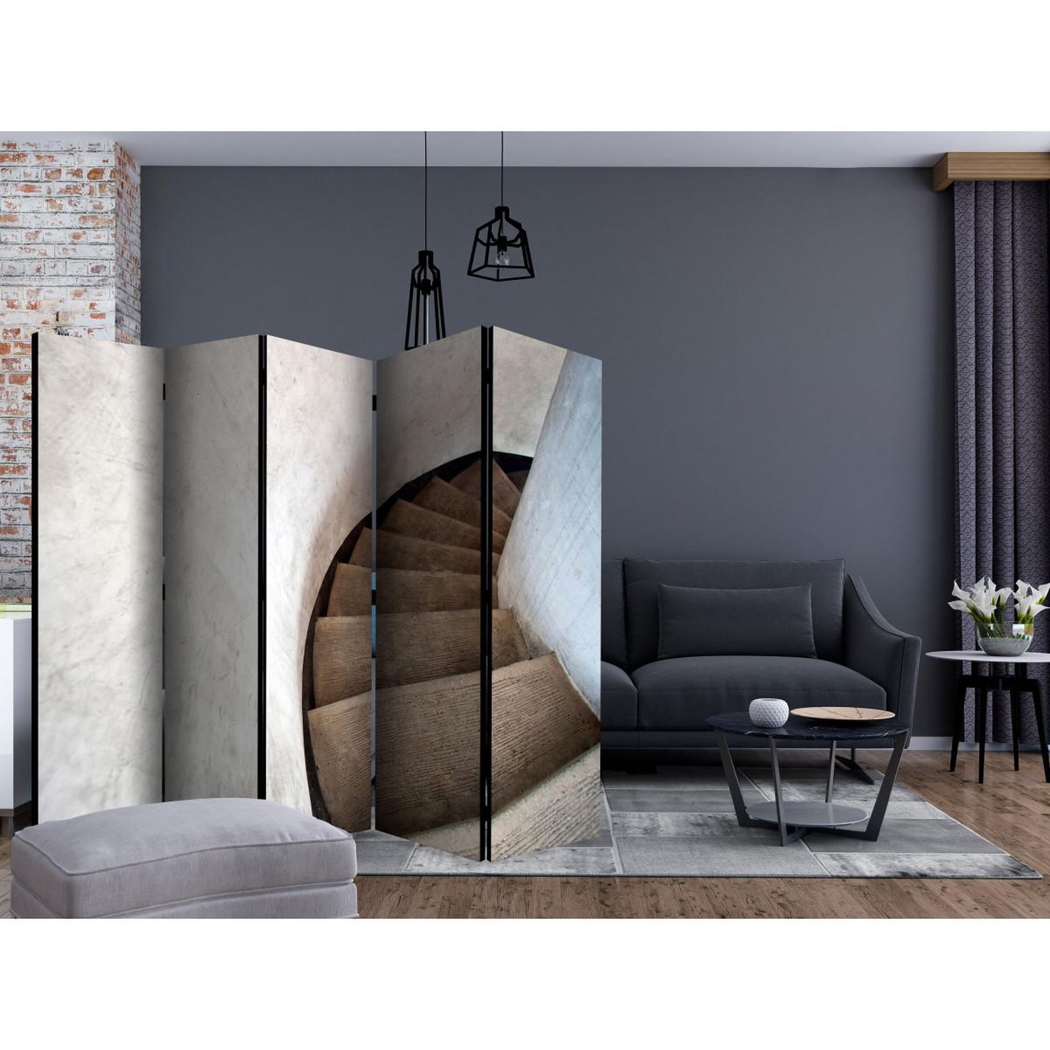 Voir la diapositive 2 : Paris Prix Paravent 5 volets  spiral stairs ii  172x225cm