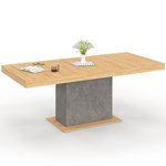 ID MARKET Table à manger extensible rectangle EDEN 6-10 personnes bois et effet béton 160-200 cm