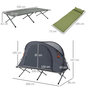 Voir la diapositive 3 : OUTSUNNY Ensemble tente de camping 3 en 1 avec lit de camp, tente, matelas gonflable gris