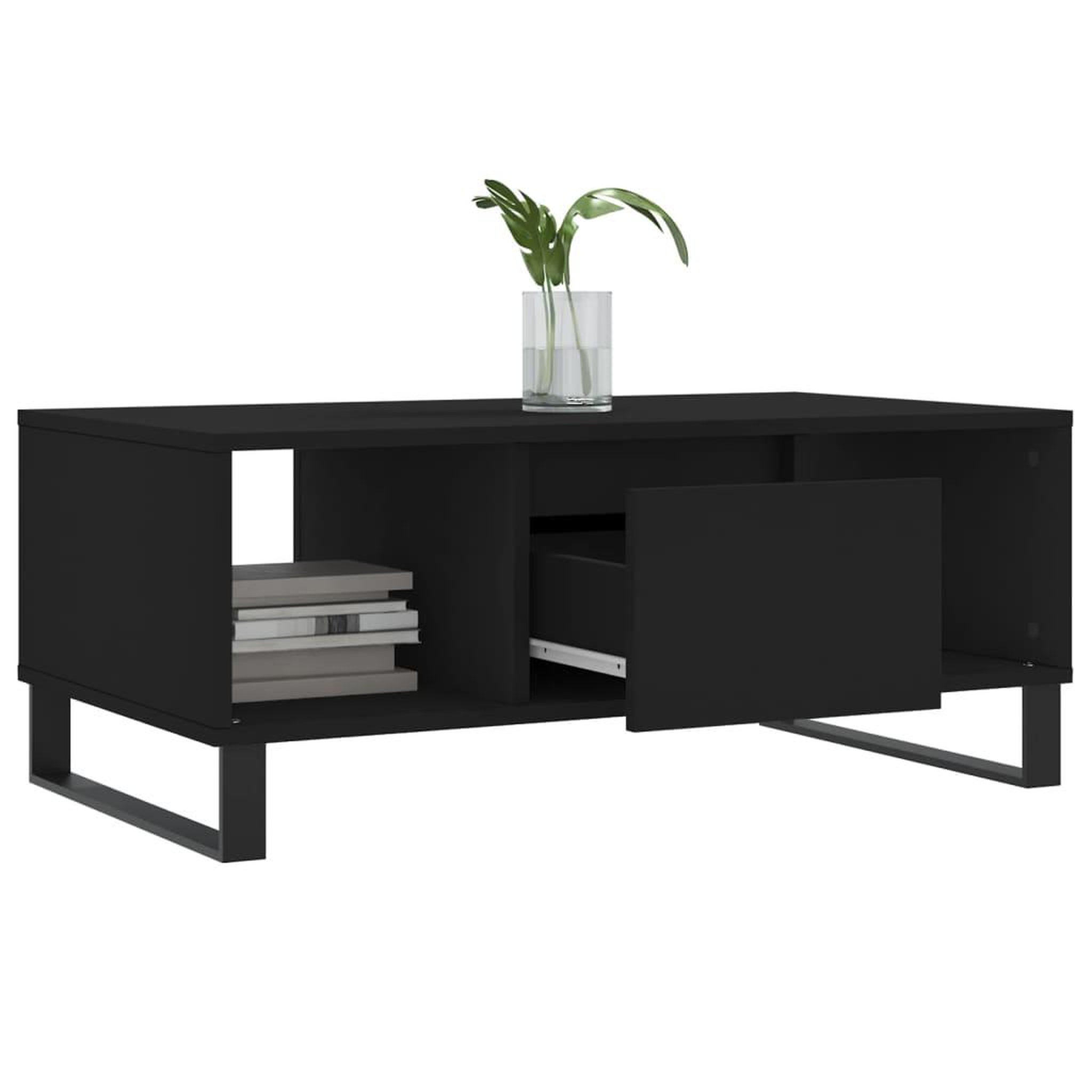 Voir la diapositive 4 : VIDAXL Table basse Noir 90x50x36,5 cm Bois d'ingenierie