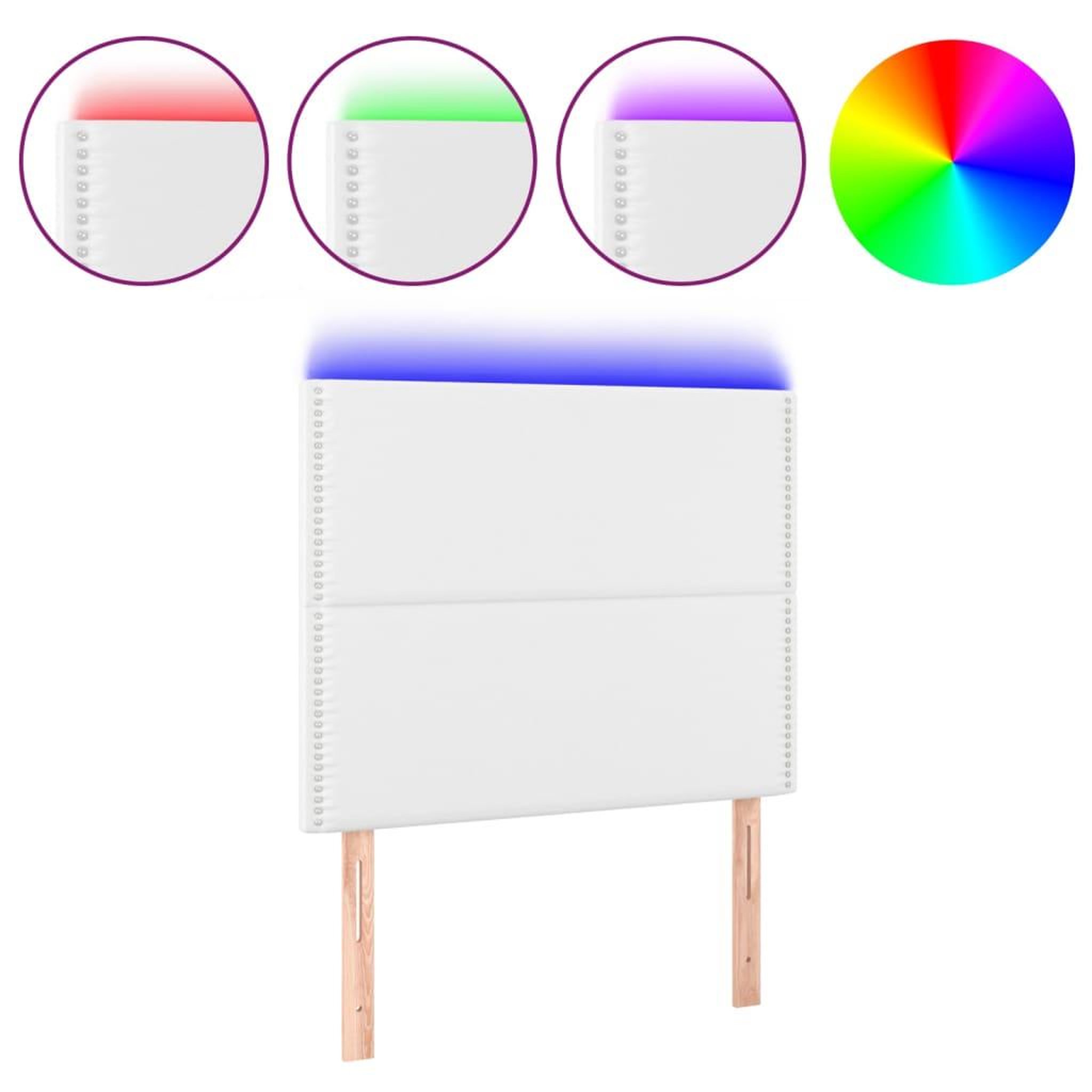 Voir la diapositive 2 : VIDAXL Tete de lit a LED Blanc 100x5x118/128 cm Similicuir