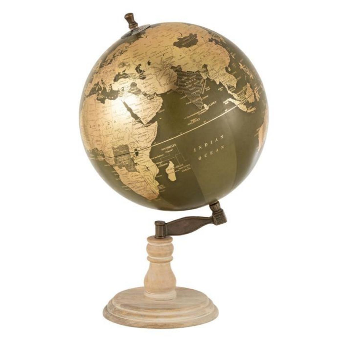 Paris Prix Globe sur Pied en Bois  Woods  50cm Kaki & Or