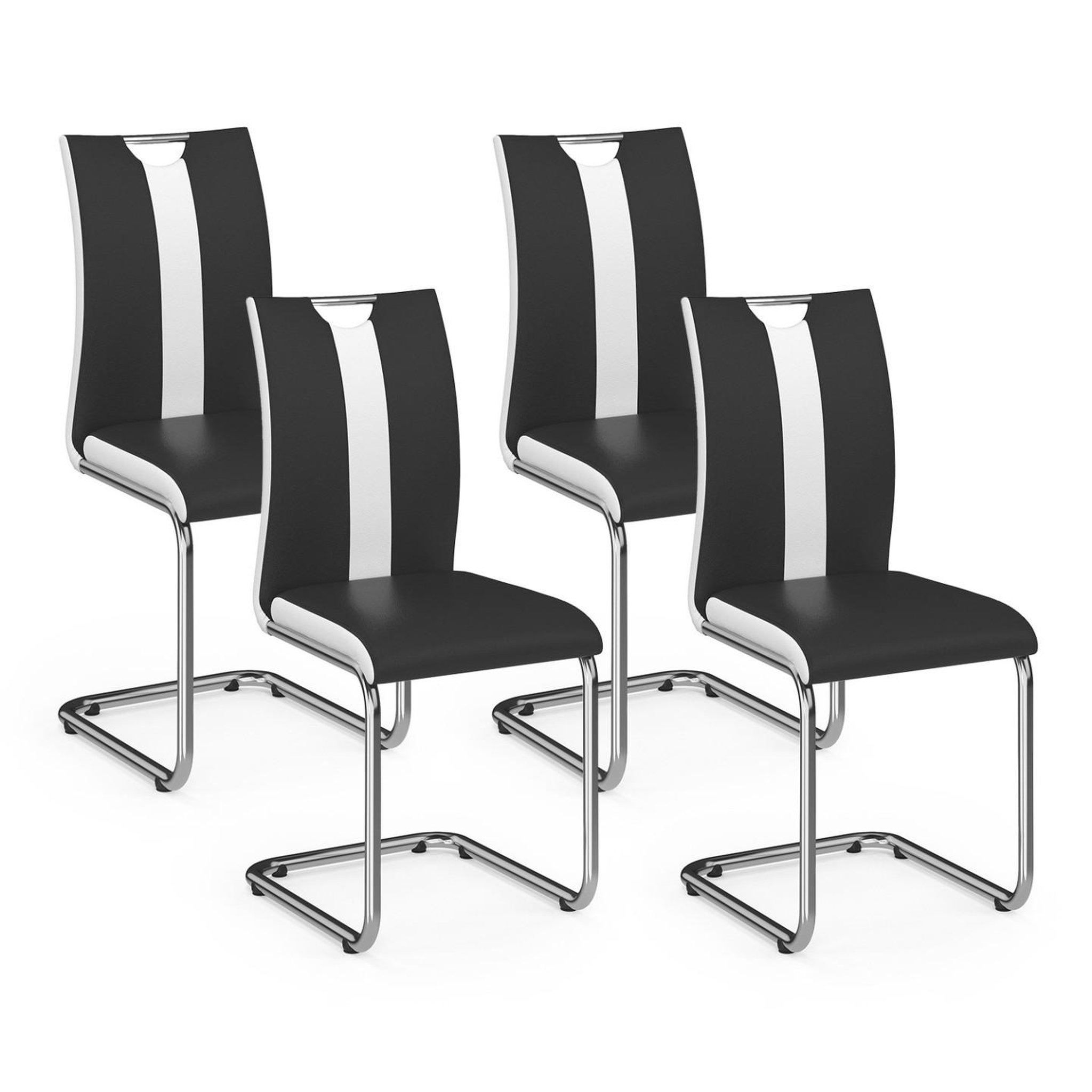 ID MARKET Lot de 4 chaises pia noires et blanches pour salle à manger