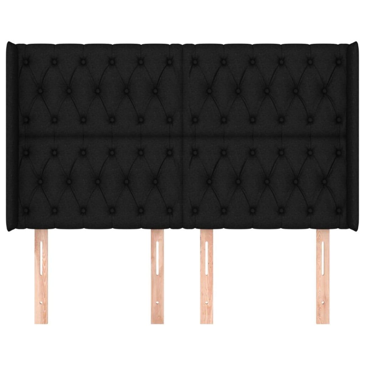 VIDAXL Tete de lit avec oreilles Noir 147x16x118/128 cm Tissu