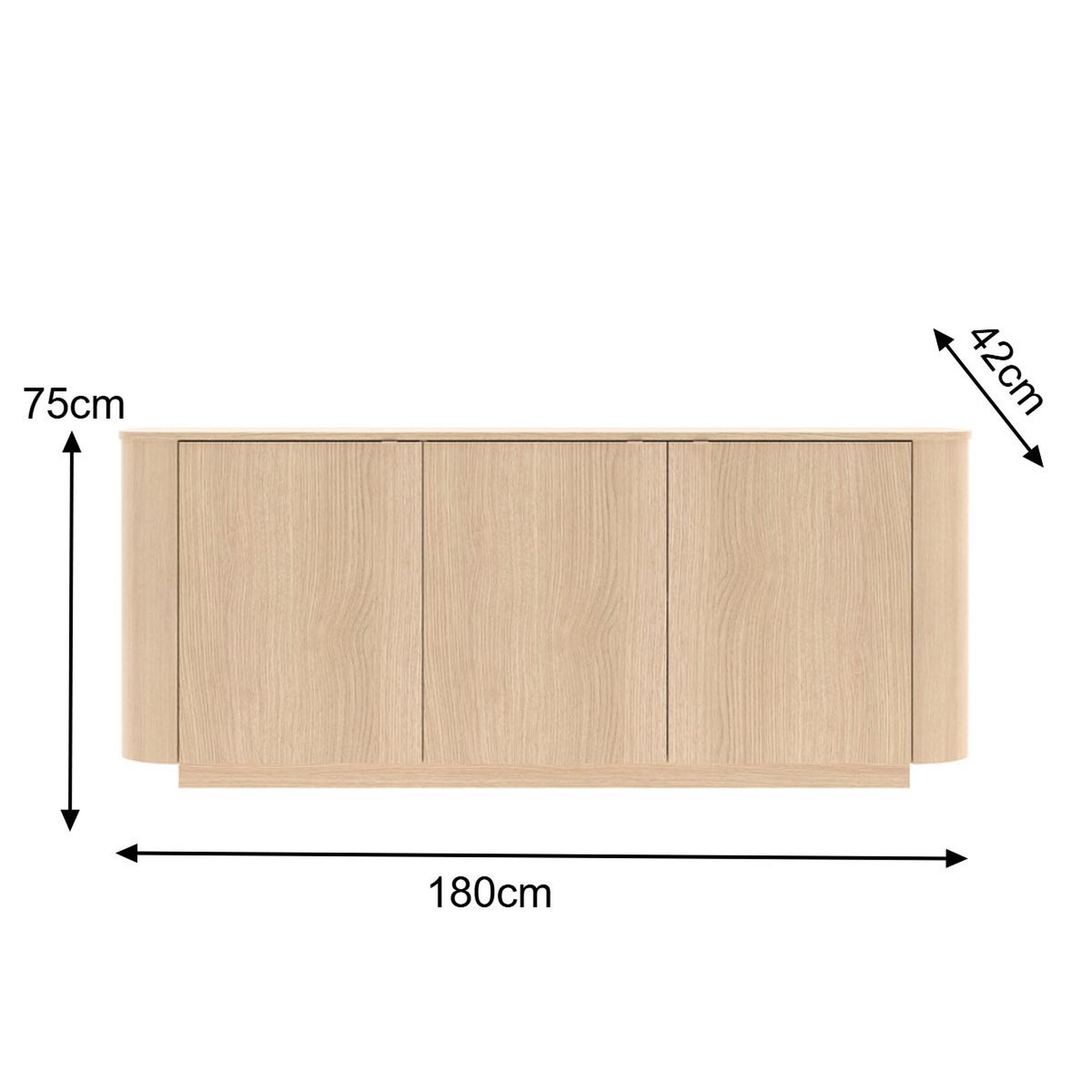 Voir la diapositive 6 : JLC KREATION Buffet bas contemporain 3 portes coloris chêne 180cm tika